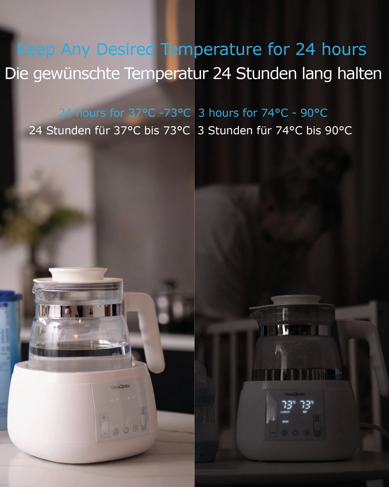 mit Nachtlicht, Babynahrung Wasserkocher für Milchfutter, EU-Ausgabe
