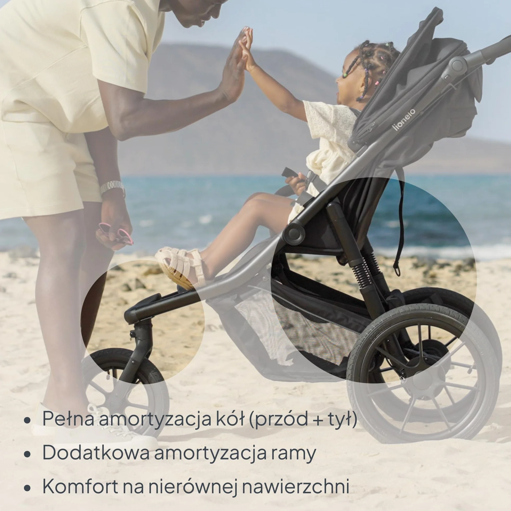 LIONELO AZURA Wózek Dziecięcy do Joggingu od 6 miesięcy do 22 kg Trójkołowy Wózek do Biegania Regulacja Oparcia do Pozycji Leżącej Duże Pompowane Koła Pełna Amortyzacja Budka XXL (Zielony)
