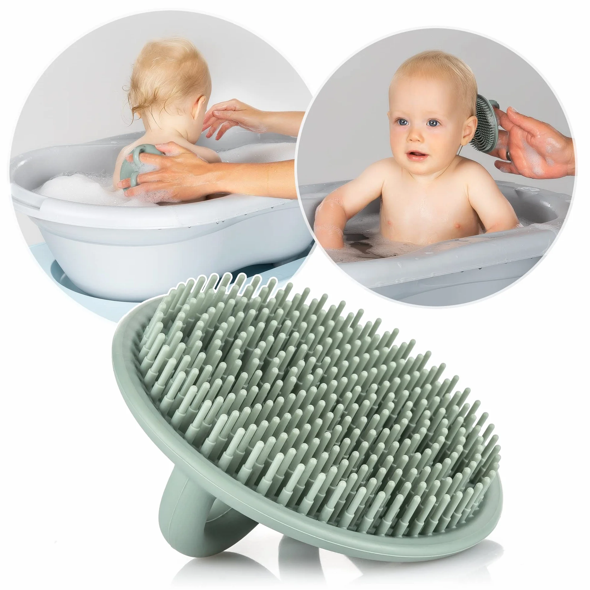 BabyCare szczotka do kąpieli z silikonu, do bardzo miękkiej i delikatnej kąpieli Twojego dziecka