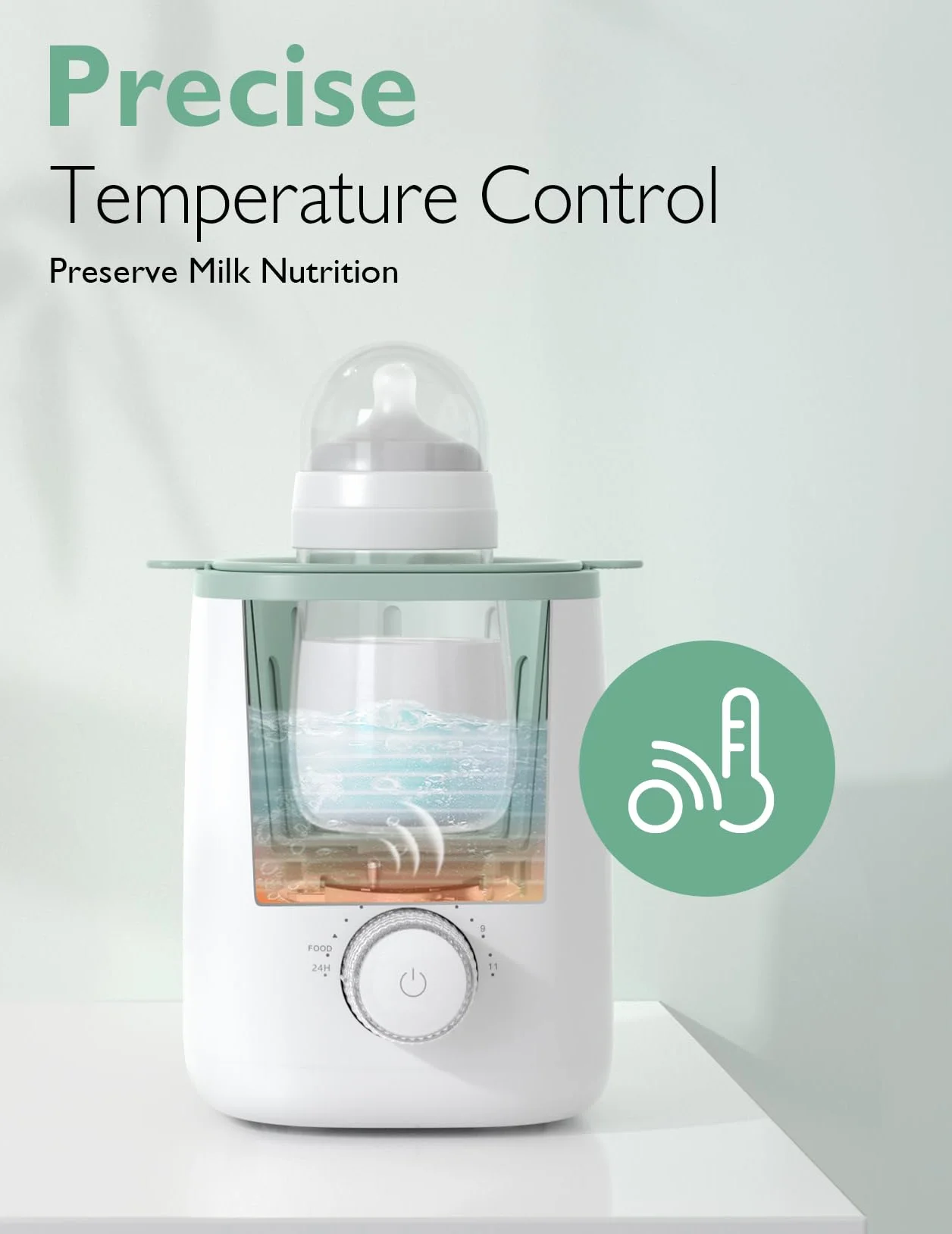 Momcozy Nutri, ogrzewacz do butelek dla niemowląt 9 w 1 z lampką nocną, dokładna regulacja temperatury, utrzymuje składniki odżywcze w mleku matki, do wszystkich butelek z mlekiem matki lub mieszanki