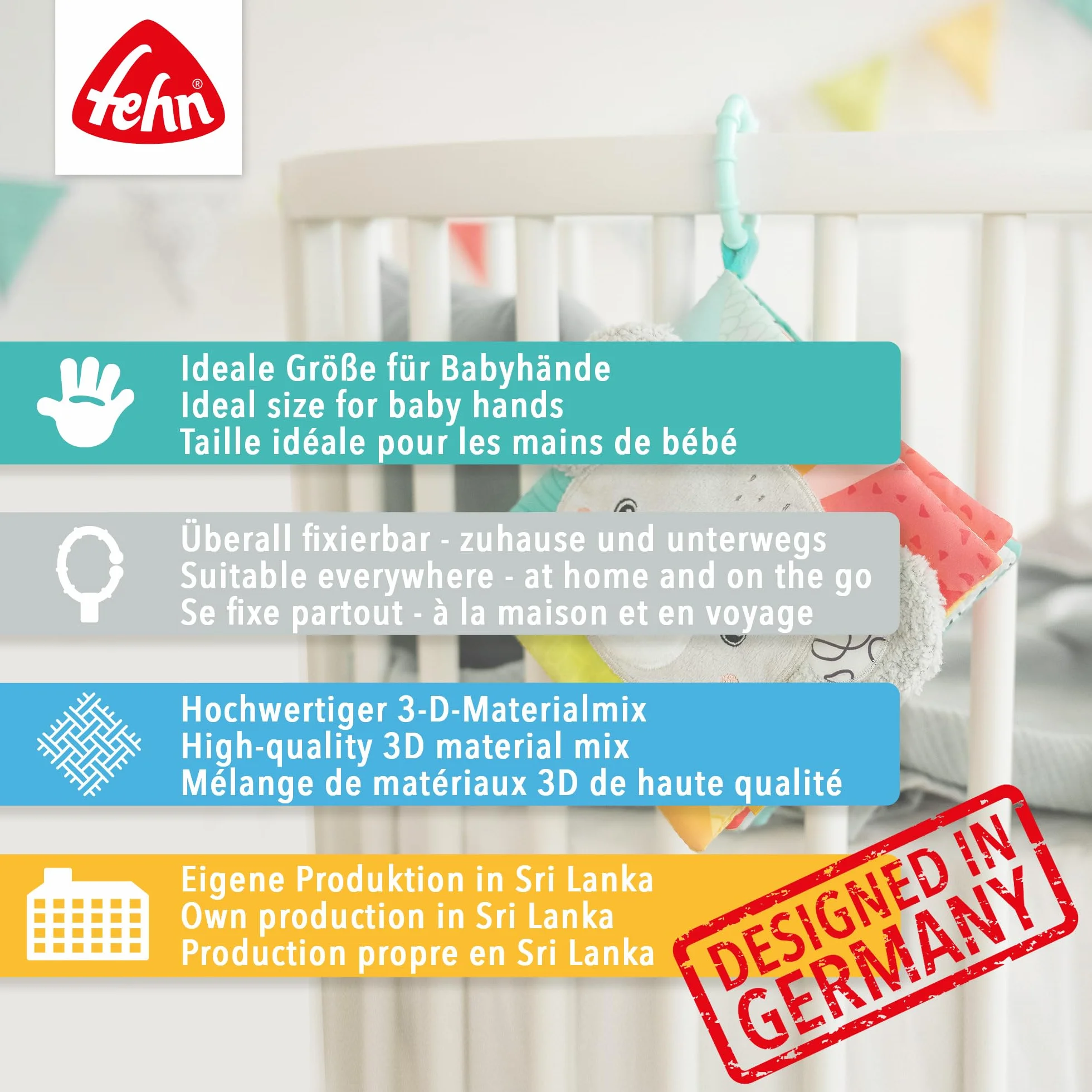 Fehn Stoffbuch Otter – Fühlbuch mit Tier-Motiven: 8 Seiten mit spannenden Farben & Funktionen zum Fühlen, Greifen und Staunen - ein perfekter Begleiter für zuhause & unterwegs