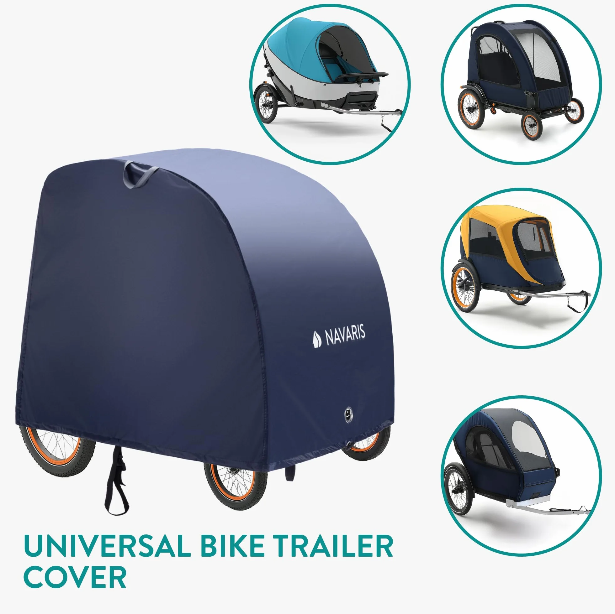 Navaris pokrowiec ochronny na przyczepę rowerową - Idź dobrze przygotowany do pakowania rowerów - pokrowiec ochronny na przyczepę rowerową - 110 x 95 x 65 cm - poliester powlekany PU - niebieski