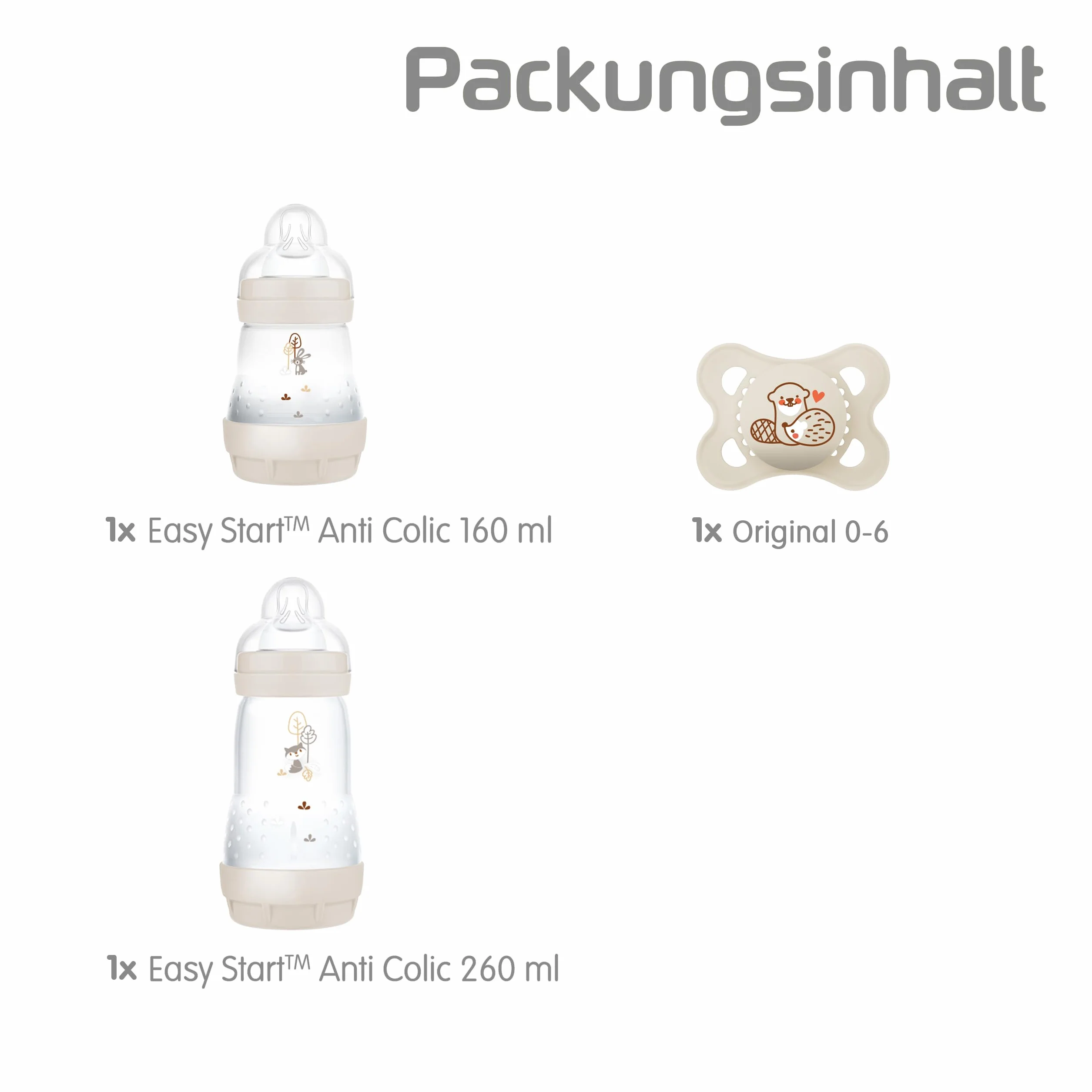 MAM Easy Start Anti-Colic zestaw startowy S, pierwsze wyposażenie dla niemowląt, z 2 butelkami Anti-Colic (160 ml i 260 ml), w zestawie smoczek rozmiar 1 i smoczek, zestaw upominkowy dla niemowląt, od