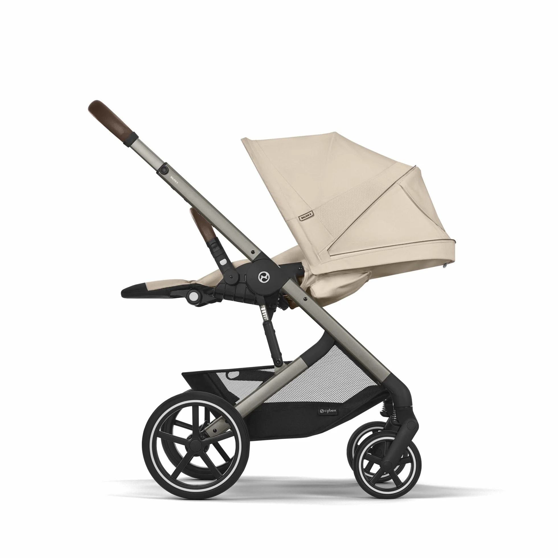 CYBEX Gold Wózek Dziecięcy Balios S Lux, Ergonomiczna Pozycja Leżenia, System Pasów Obsługiwany Jedną Ręką, Od Urodzenia Do 22 Kg (Ok. 4 Lata), Almond Beige