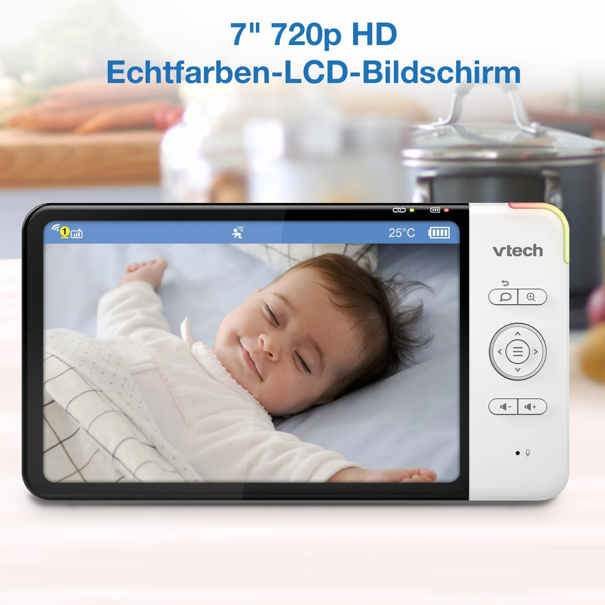 Vtech RM7764HD z kamerą 1080p WiFi Remote Access, wideo o przekątnej 7", 360° Pan i Tilt, z kamerą HD Night Vision 2-Way Talk czujnik temperatury, iOS i Android