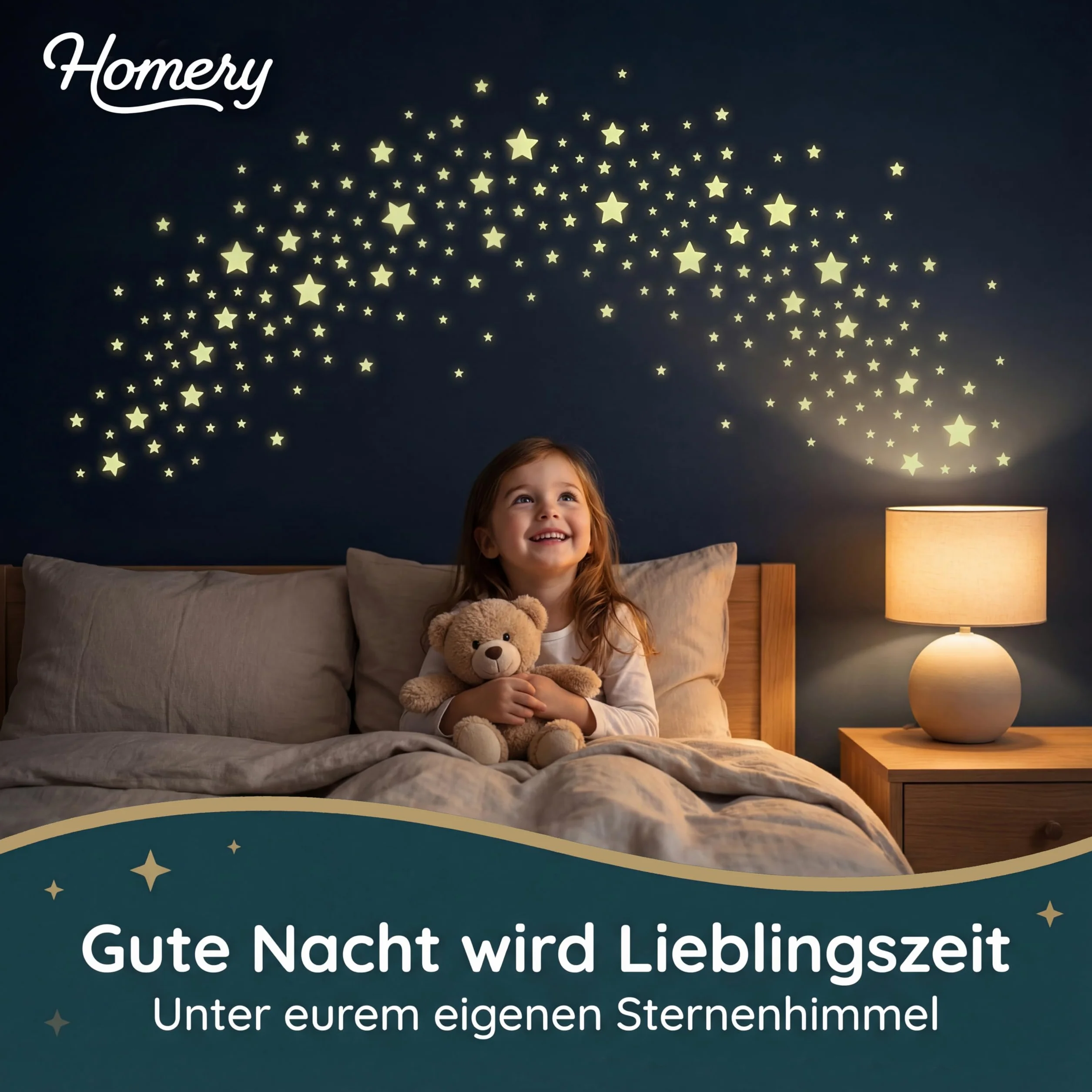 Homery Gwiaździste niebo do pokoju dziecięcego, 400 świecących gwiazd, samoprzylepne, uspokajające światło, naklejki, w zestawie instrukcja kreatywności (może nie być dostępna w j. polskim)