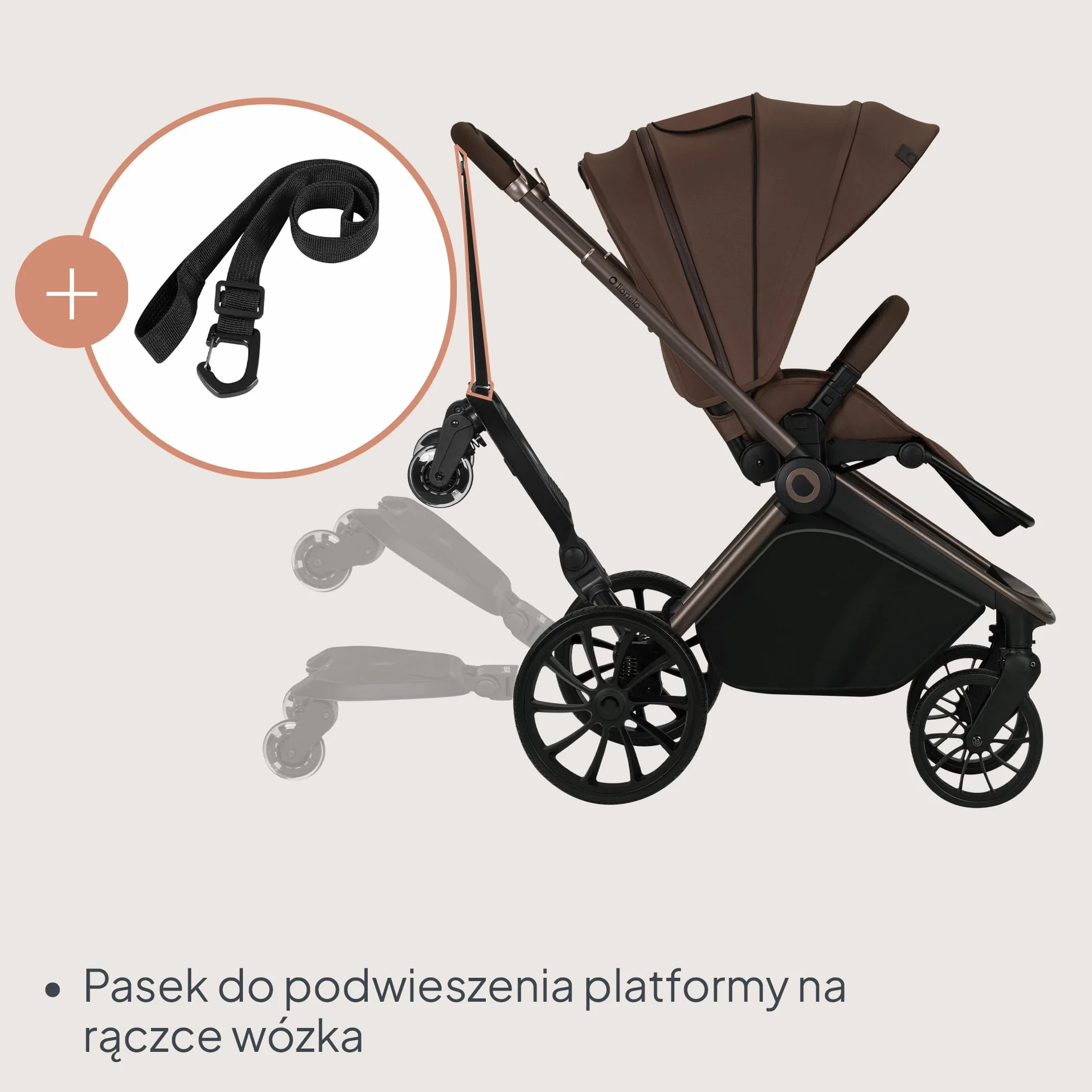 LIONELO Deska do wózka dziecięcego 2 w 1, ze zdejmowanym siedziskiem, uniwersalne dopasowanie, amortyzacja uderzeń, koła LED, do 25 kg, dla dzieci w wieku 2-5 lat