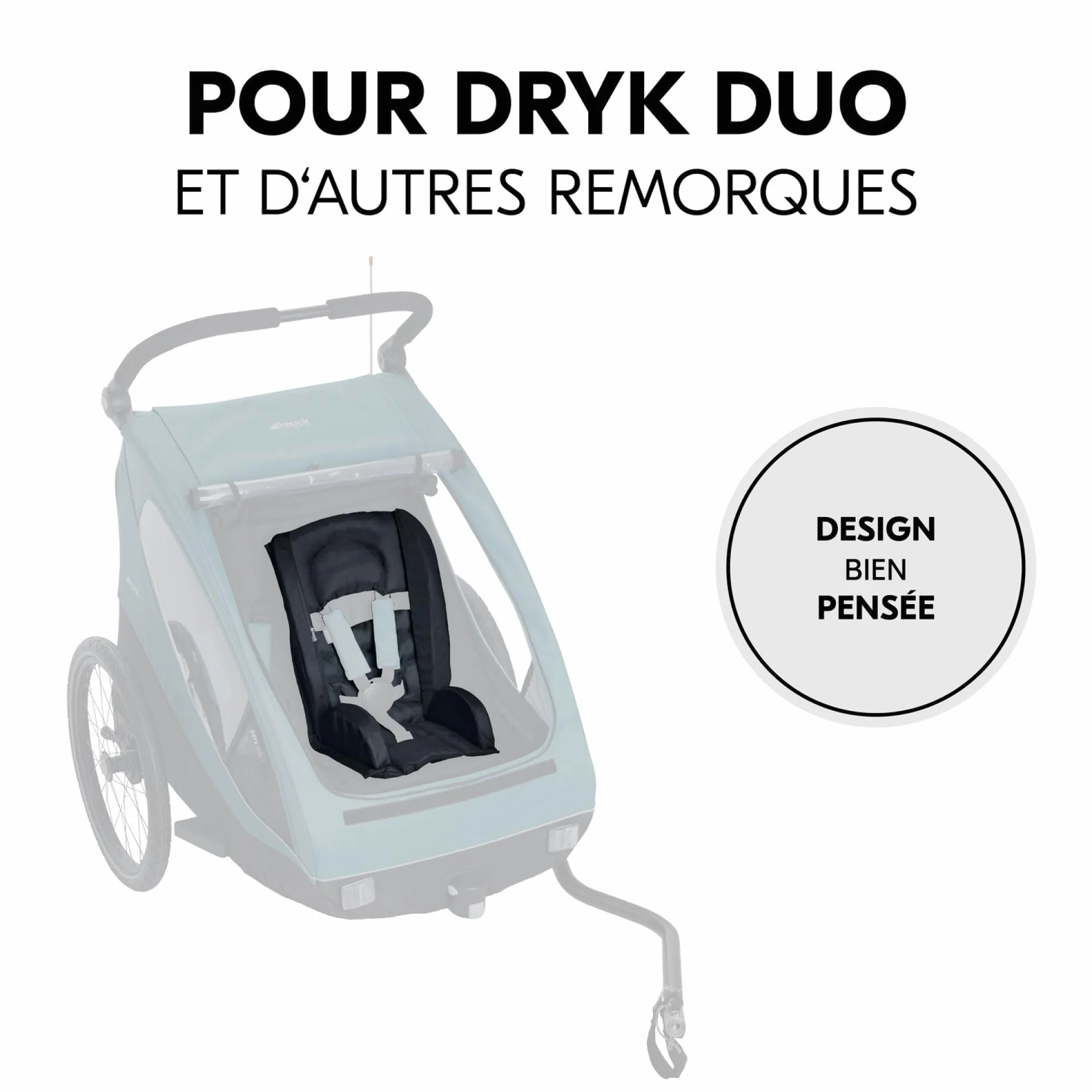 hauck Reduktor siedziska do przyczepy rowerowej dla dzieci Dryk Duo & Dryk Duo Plus, od 6 do 18 miesięcy, wygodne i wyściełane, łatwe do czyszczenia, wygodne siedzenie rowerowe, czarne