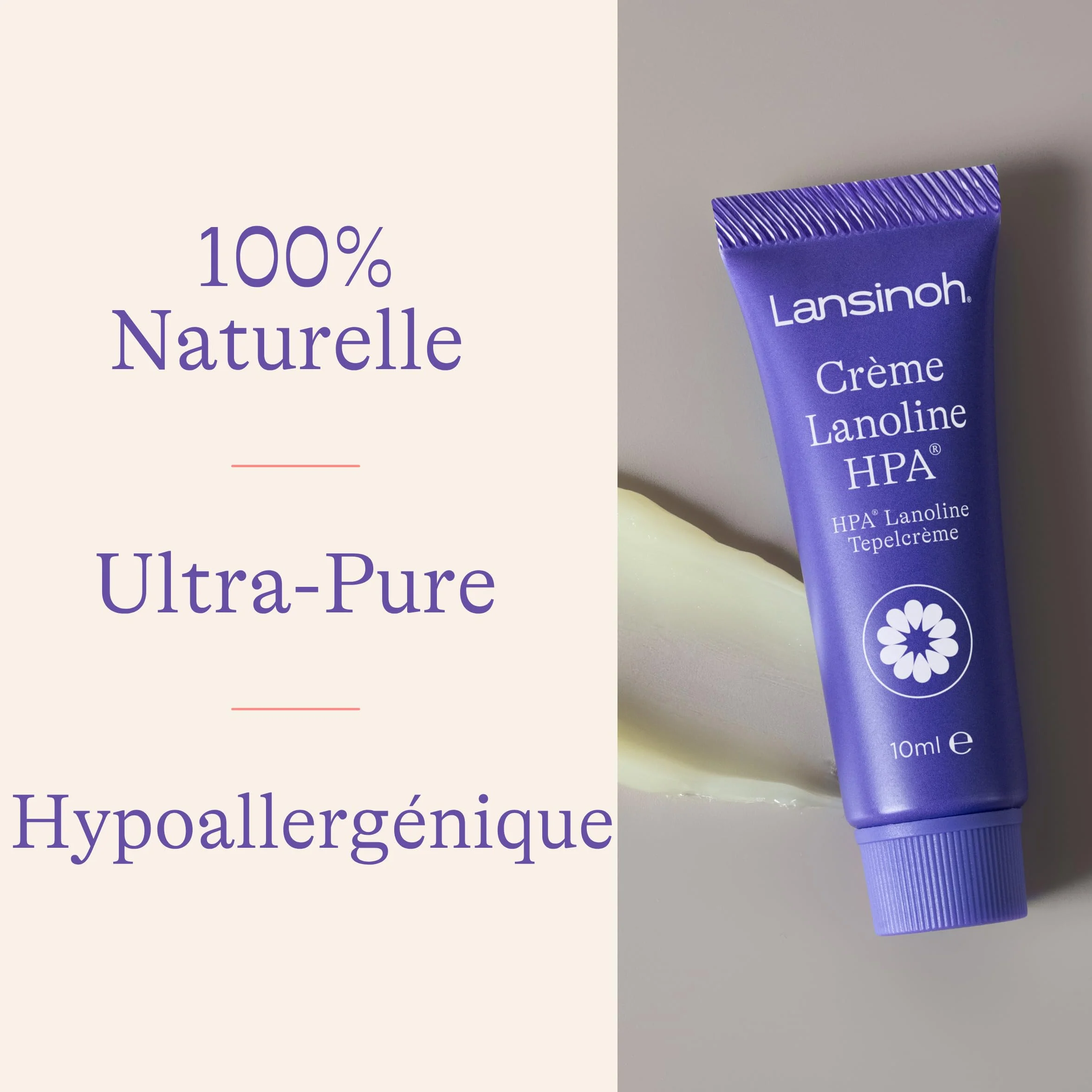 Lansinoh HPA Lanolina maść na brodawki sutkowe, 100% naturalna – uspokaja i chroni uszkodzone sutki – Dermatest "bardzo dobra 10920, przezroczysta, 10 ml (1 opakowanie)
