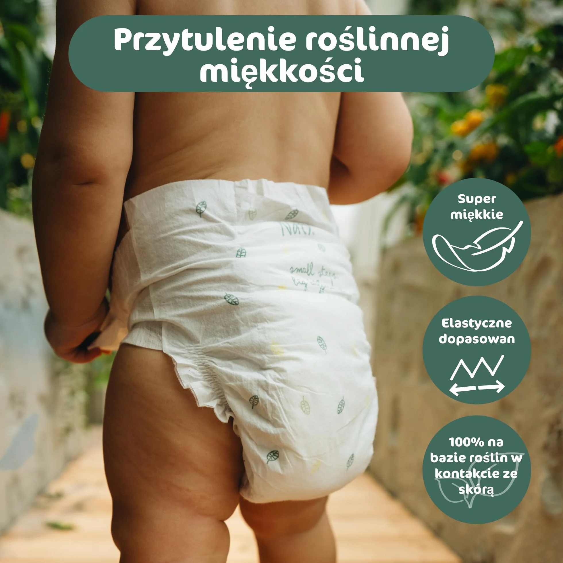 Naty BioEmbrace Pieluchy dla niemowląt | Certyfikowane bezpieczne dla skóry | Ochrona do 100% | Roślinna miękkość | Bez chloru | Rozmiar 5 (11–25 kg), 80 szt