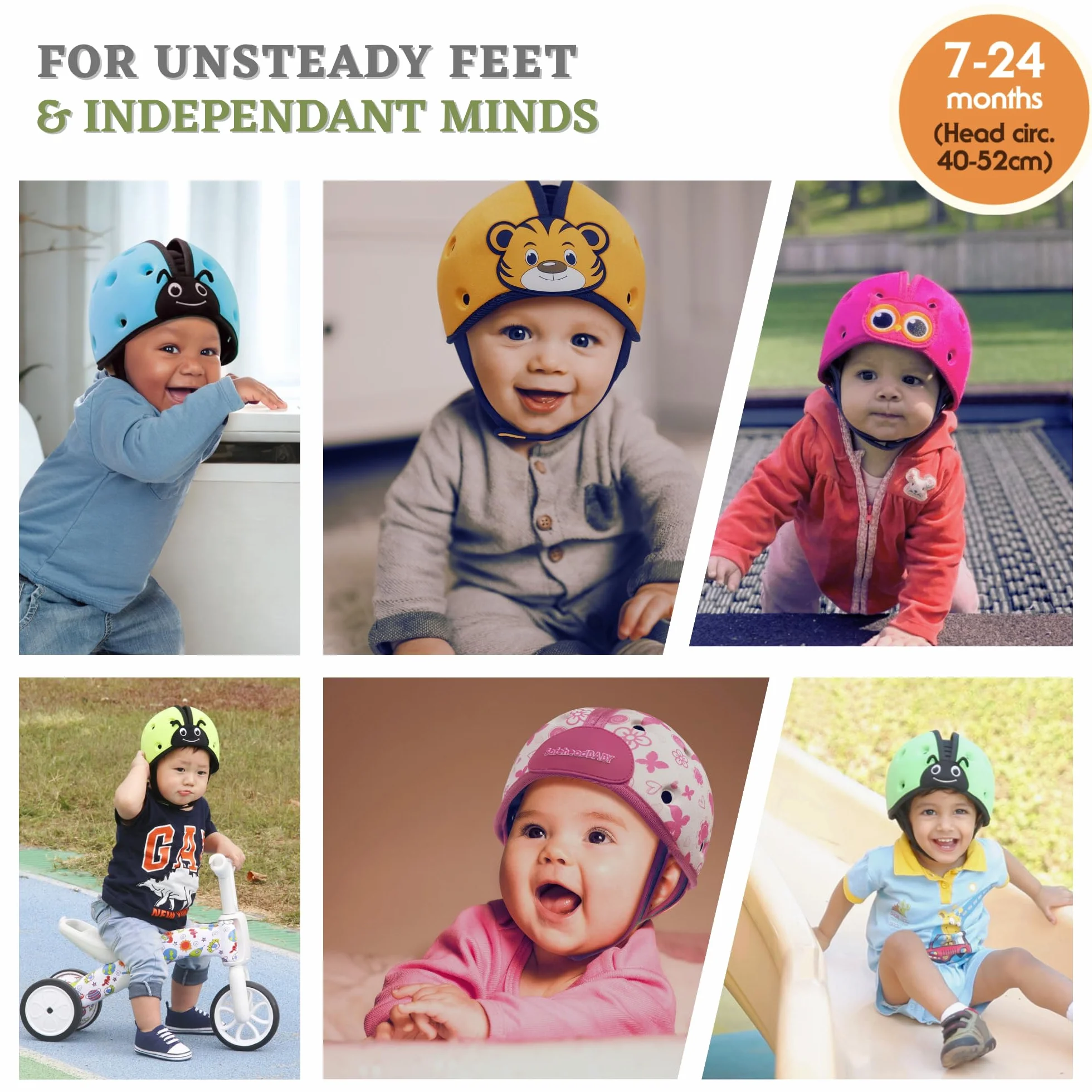 SafeheadBABY: Wielokrotnie nagradzany kask ochronny dla niemowląt, kask do raczkowania i chodzenia, ochrona głowy dla maluchów, rozszerzalny i regulowany, ultralekki, przetestowany i certyfikowany