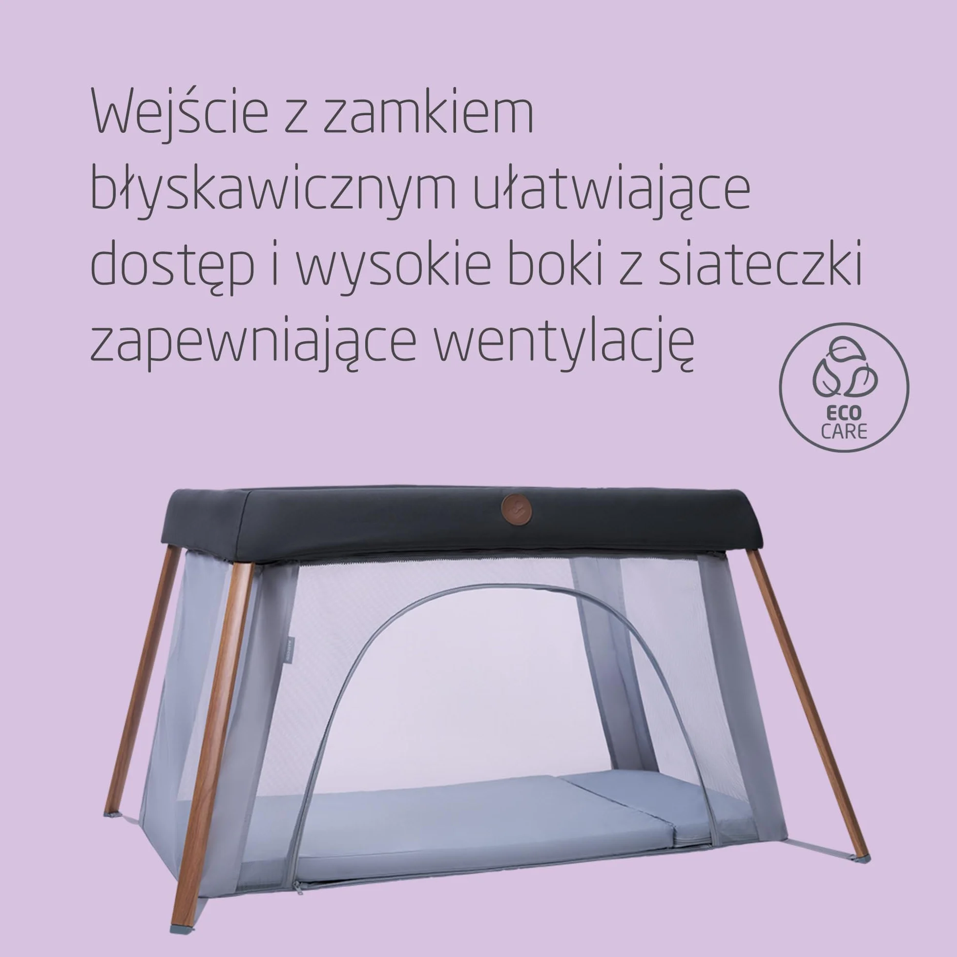Maxi-Cosi Iris2, Łóżeczko Turystyczne dla Dziecka 2 w 1, 0-3 Lat, 0-15 kg, Kompaktowe Łóżeczko, 2 Poziomy, Boczne Wejście, Składane i Lekkie, Rozkładany Materac, Eco Care, Essential Graphite