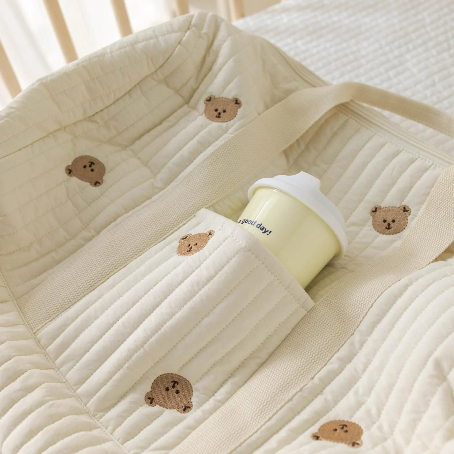 ito Duża mama szpital torba do porodu, torba do wózka dziecięcego 2-częściowy zestaw, zmiana noworodka, wielofunkcyjna torba na mamę, bawełniane ramię z haftem, poród w szpitalu, wózek, podróże i