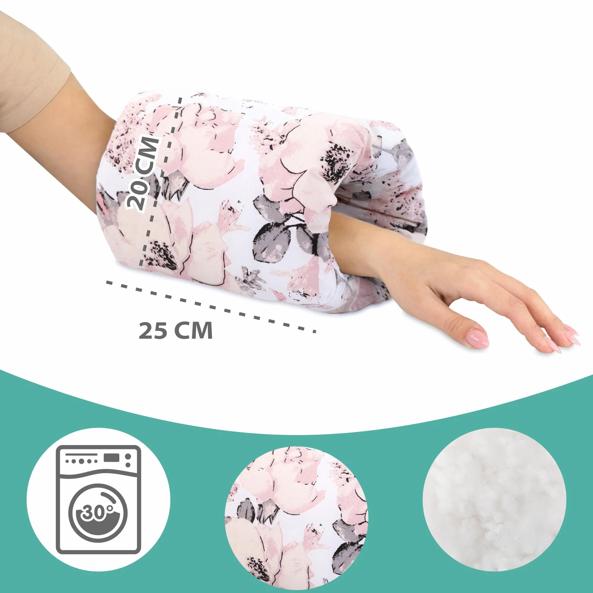 Mała poduszka do karmienia piersią i poduszka do karmienia do podróży 20 cm - zestaw ramion do karmienia i poduszka pozycjonująca poduszka na ramię dziecka z miękkiej bawełny dzika róża biała