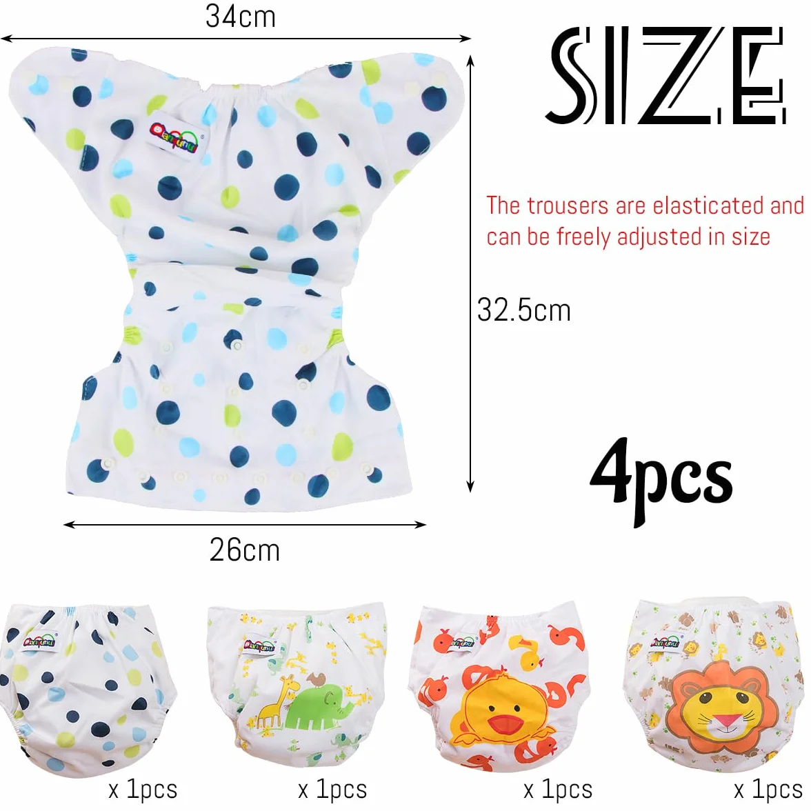 pieluchy materiałowe, zestaw 4 sztuk, pieluchy wielokrotnego użytku dla niemowląt, pieluchy materiałowe, nadające się do prania, nadają się do prania, białe, dla świeżo upieczonych matek