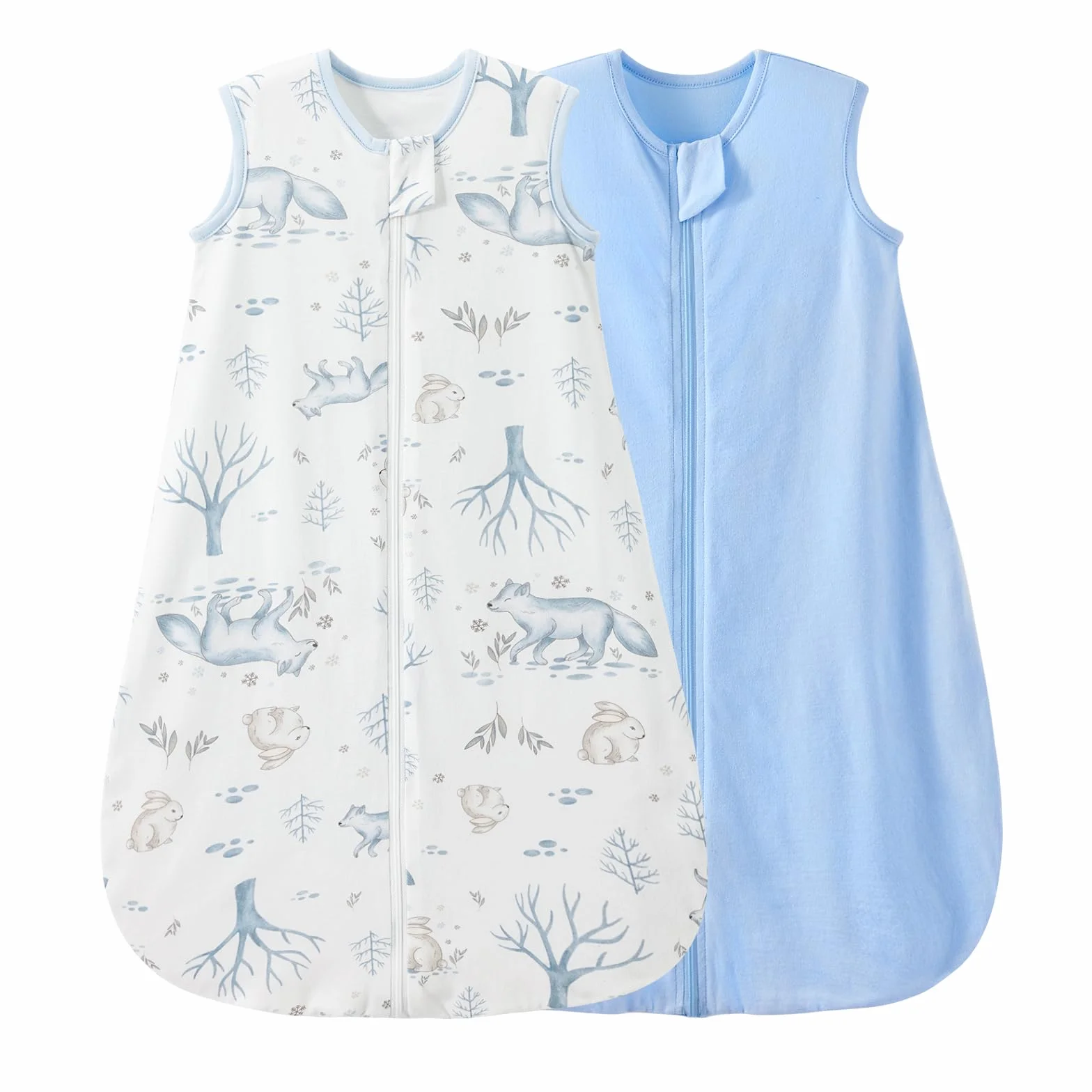 Duomiaomiao Śpiwór niemowlęcy, 2 sztuki, 1,0 Tog, śpiwór dla niemowląt, 100% bawełna, całoroczny koc do noszenia dla niemowląt, unisex, dla noworodka, 18-36 miesięcy, królik i lis