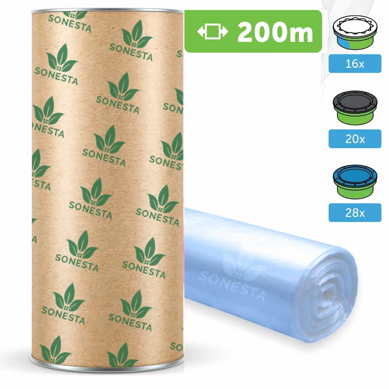 200 m. wkład ECO kompatybilny z Tomee Tipee TEC, Twist i Click, Simplee | 100% kompatybilny z pieluchami | odpowiednik 30 wkładów + rolka kartonowa do łatwego napełniania, zapobiega
