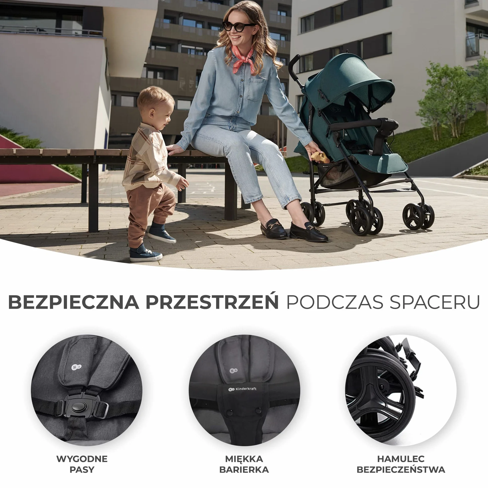 kk Kinderkraft TIK Lekka Spacerówka, Parasolka, Wózek dziecięcy, na podróż, Składany do kompaktowych rozmiarów, Lekka, tylko 6,5kg, Regulacja oparcia, od 6 miesięcy, max obciążenie 17kg, Szary