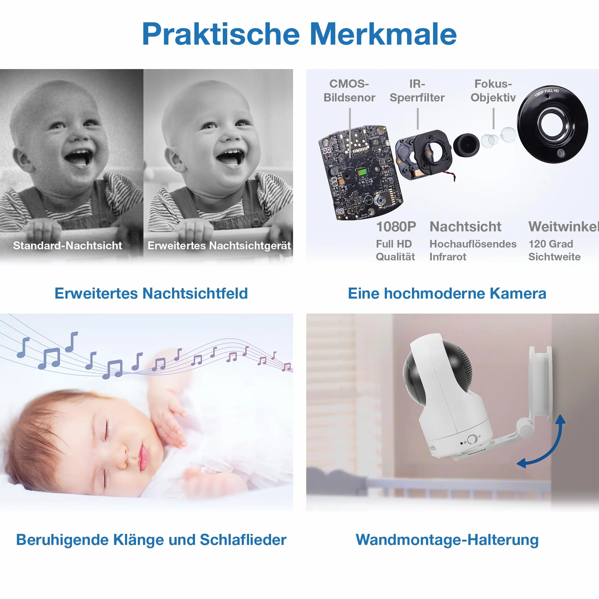 Vtech RM7764HD z kamerą 1080p WiFi Remote Access, wideo o przekątnej 7", 360° Pan i Tilt, z kamerą HD Night Vision 2-Way Talk czujnik temperatury, iOS i Android