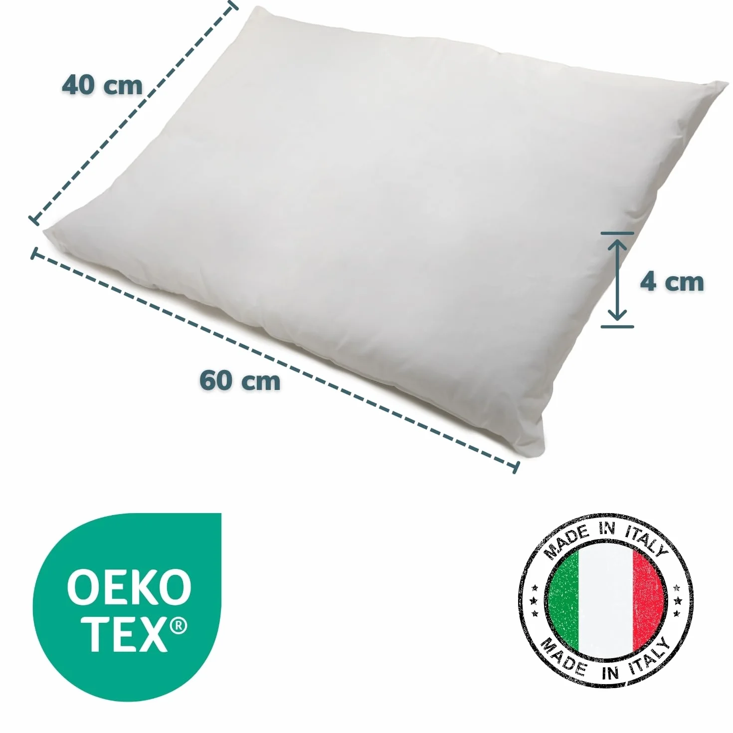Poduszka do łóżeczka dziecięcego (100% wyprodukowana we Włoszech i OEKO-TEX®) - Oddychająca, Anti-roztocza Z Poszewką 100% Bawełny - Poduszka Dziecka 1, 2, 3 Lata