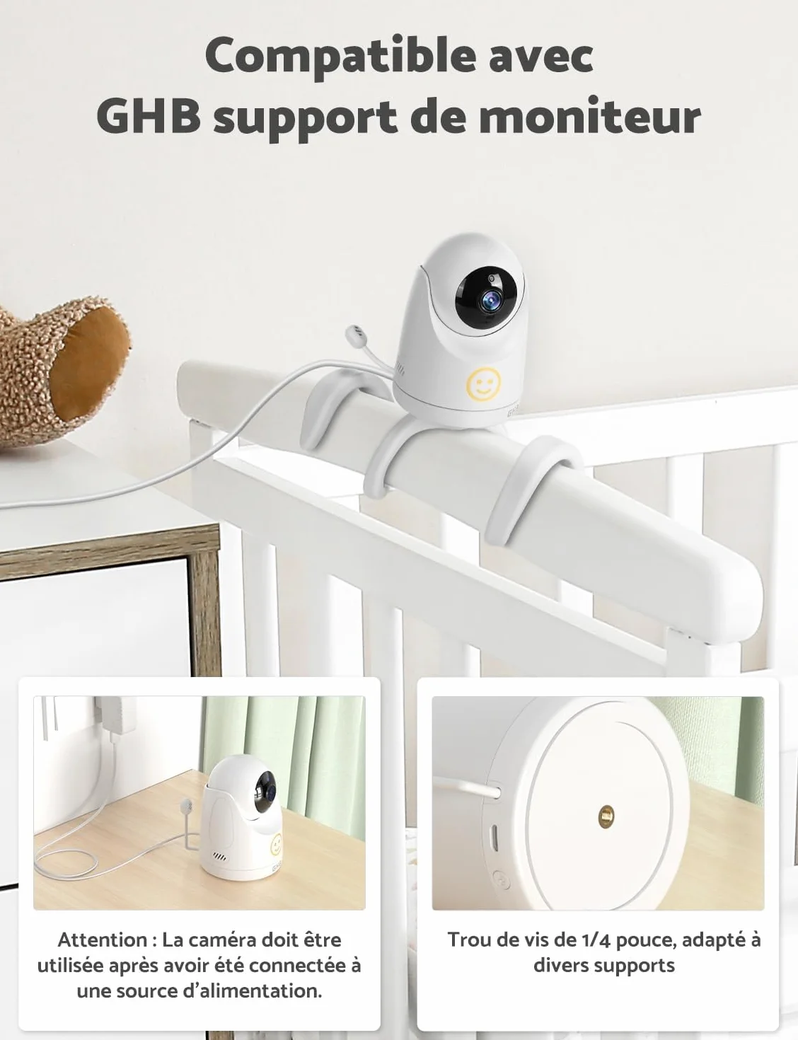GHB Babyfoon met Camera 5 inch HD 1080P 4000 mAh-accu 24/7 VOX-modus 4x Zoom Tweerichtingsgesprek Nachtzicht Bereik 300 meter