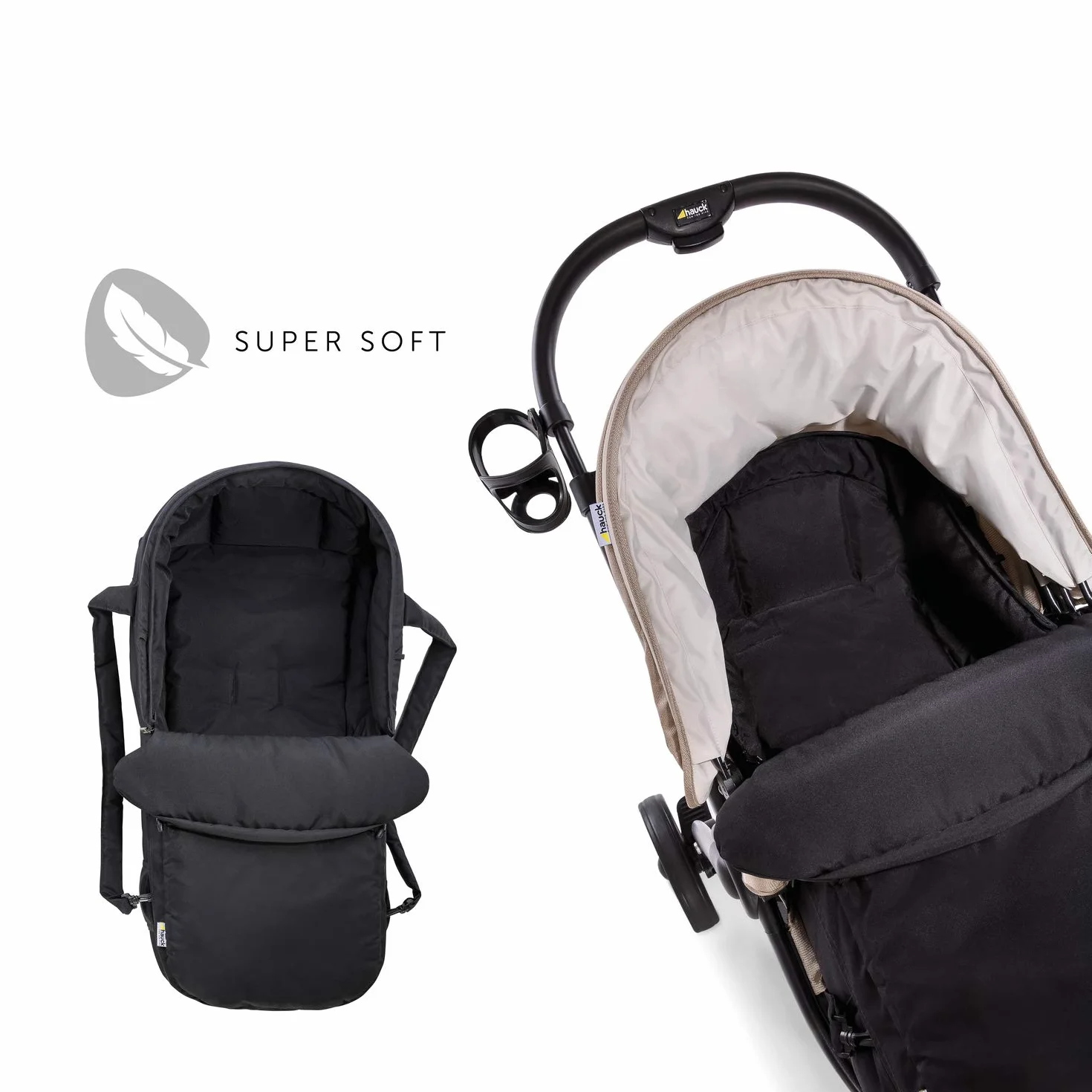 Hauck 530023 Torba do Przenoszenia 2 w 1 Przekształcana w Śpiwór, Czarny, 1 Sztuka