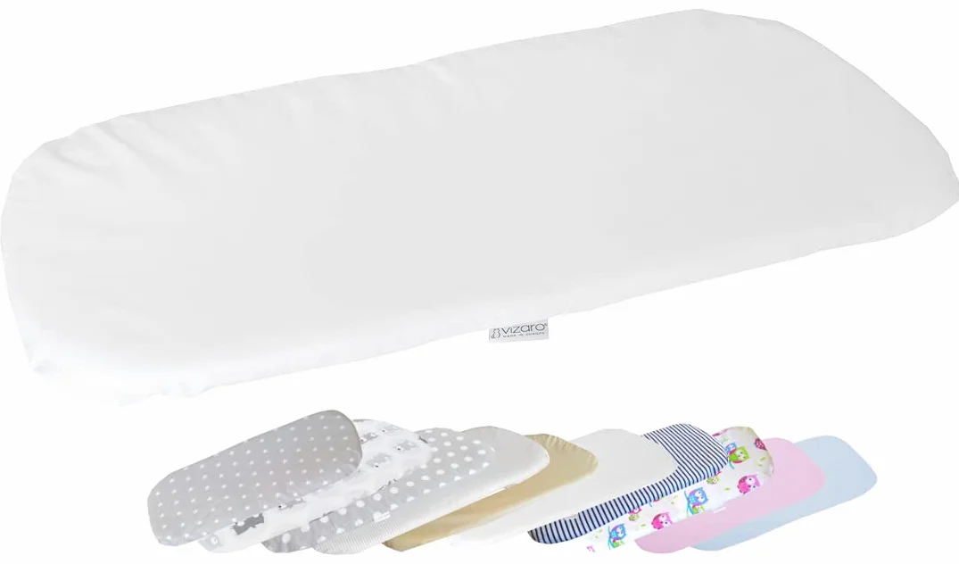 Vizaro - Prześcieradło do materacyka gondolki, wózka dziecięcego 70-80x30-35cm - 100% Bawełna - Wyprodukowane w UE, OekoTex - Bordado Blanco