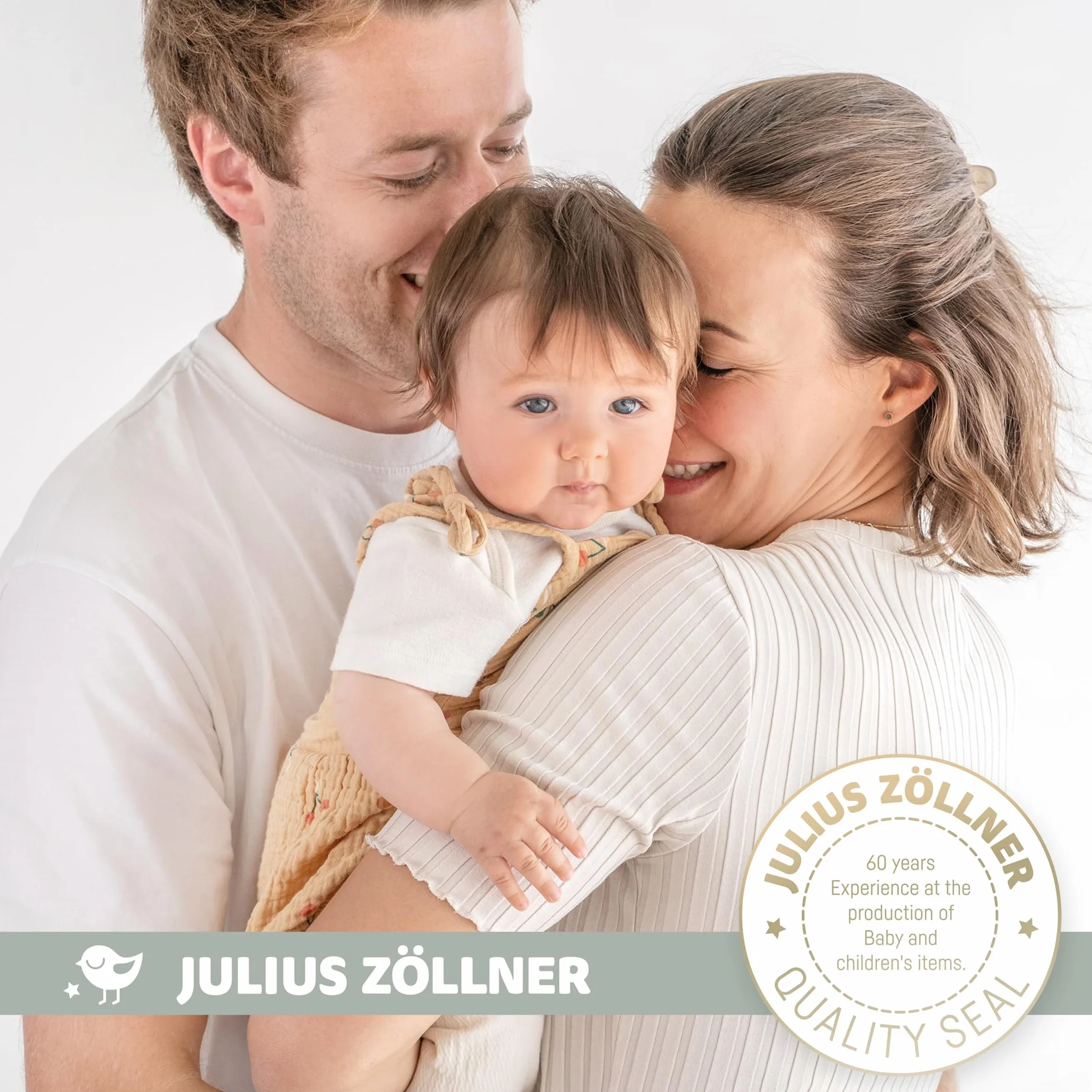 Julius Zöllner Poduszka do karmienia piersią z muślinu, ok. 190 cm, 42-litrowa wyściółka z mikropereł EPS, wyprodukowana w Niemczech, 100% bawełna muślin, Oeko-TEX® Standard 100, zielony