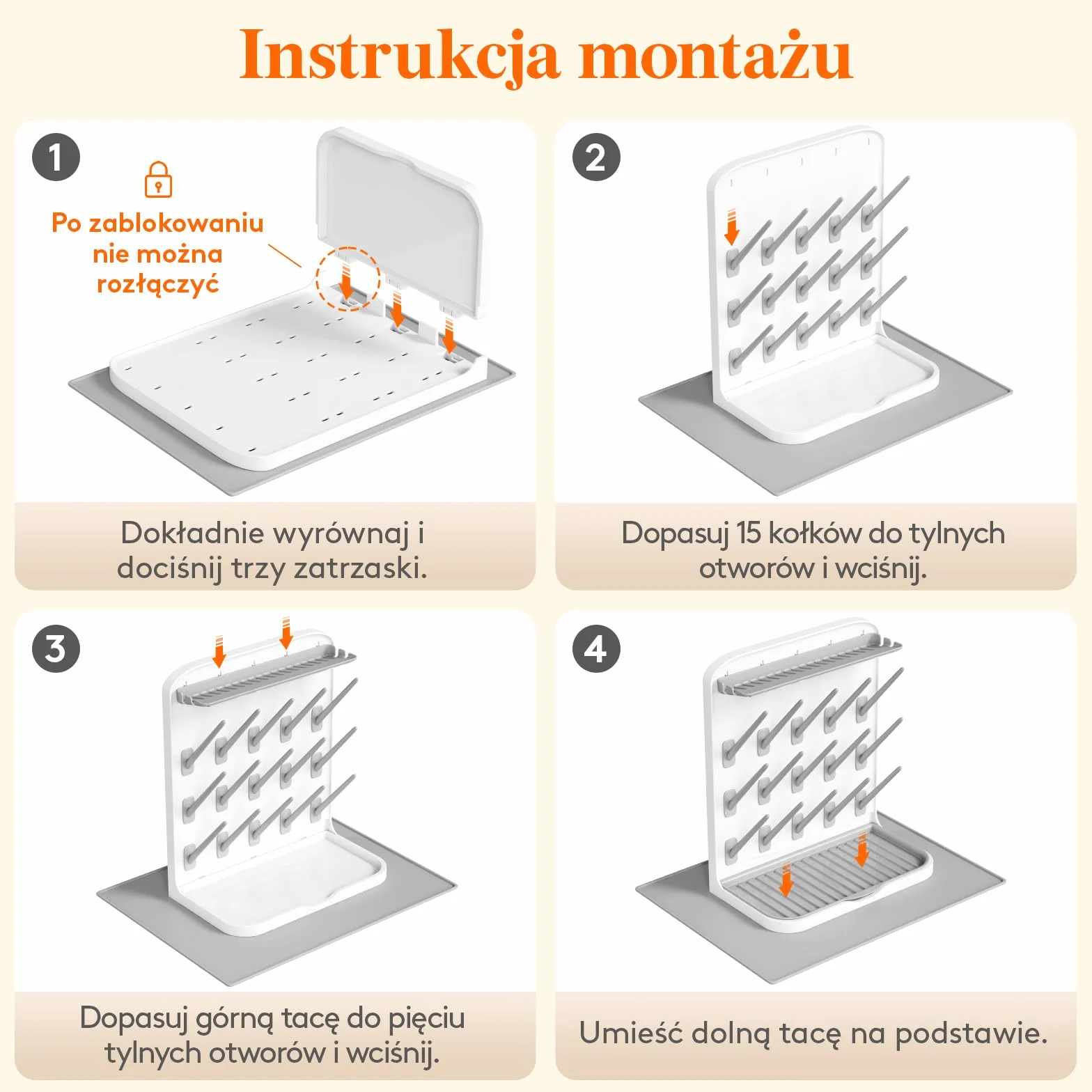 Lifewit Duży Stojak do Suszenia Butelek dla Niemowląt Matą Ociekową, Pionowy Suszarka z 15 Haczykami, Tacką Ociekową, Blat Przechowywania Słomek z Obciążeniem i Części Pompki, Wyjmowanym pojemnikiemi