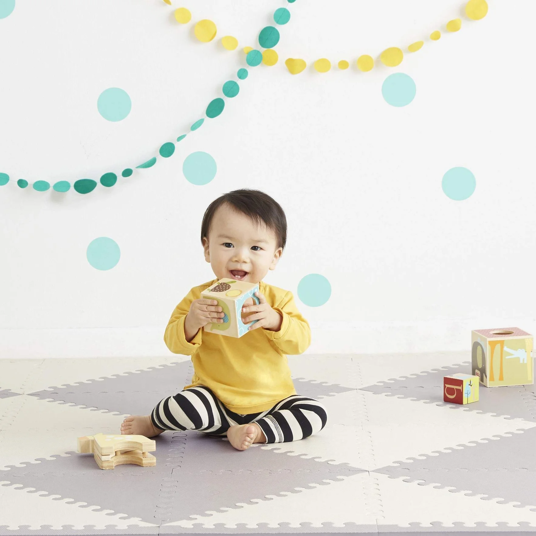 Skip Hop Playspot Geo Foam Floor Tiles, Grey/Cream