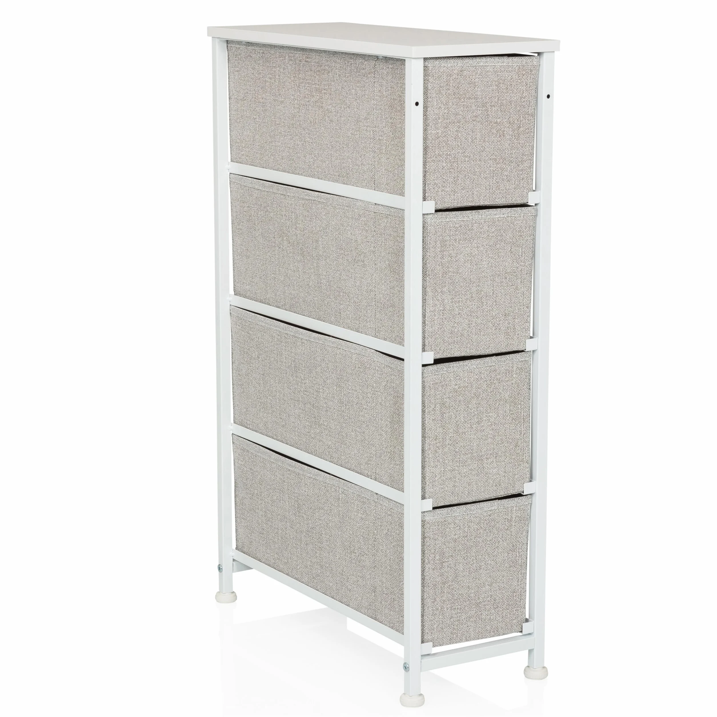 Komoda z 4 Materiałowymi Szufladami Foldress S 20 x 48 x 76 cm Komoda z Szufladami Organizer, Regulowane Stopki, Metalowa Konstrukcja, Szary