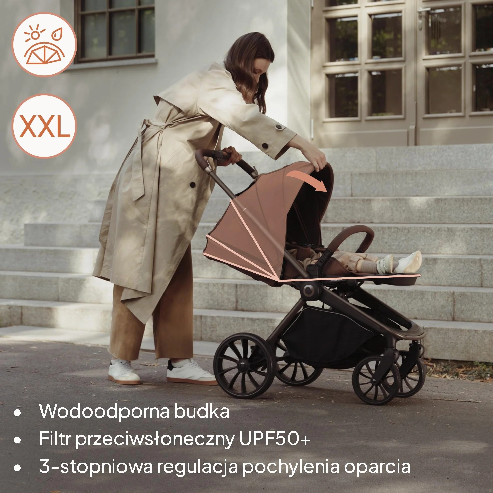 LIONELO Mika Plus 2 w 1 zestaw wózków dziecięcych: gondolka podróżna i wózek terenowy z zawieszeniem, osłona przeciwsłoneczna XXL UPF50+ wodoodporna, regulowane oparcie i podnóżek, kompaktowy