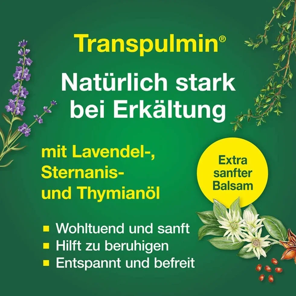 Transpulmin Balsam dla niemowląt łagodny: kojący balsam na przeziębienie dla dzieci od 3 miesięcy, na przeziębienie, kaszel i katar, 40 g balsamu
