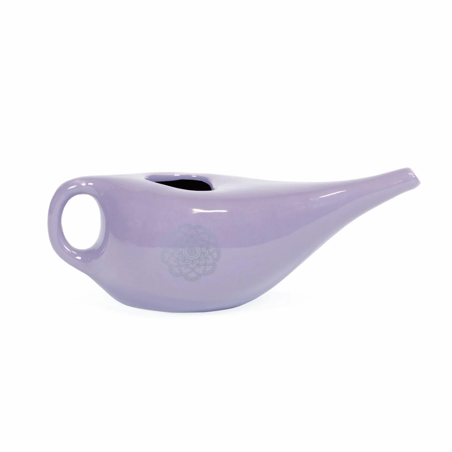 bodhi NETI POT - Bricco per il naso in ceramica Neti con mandala (argento), caraffa per il risciacquo del naso, Nethi Pot