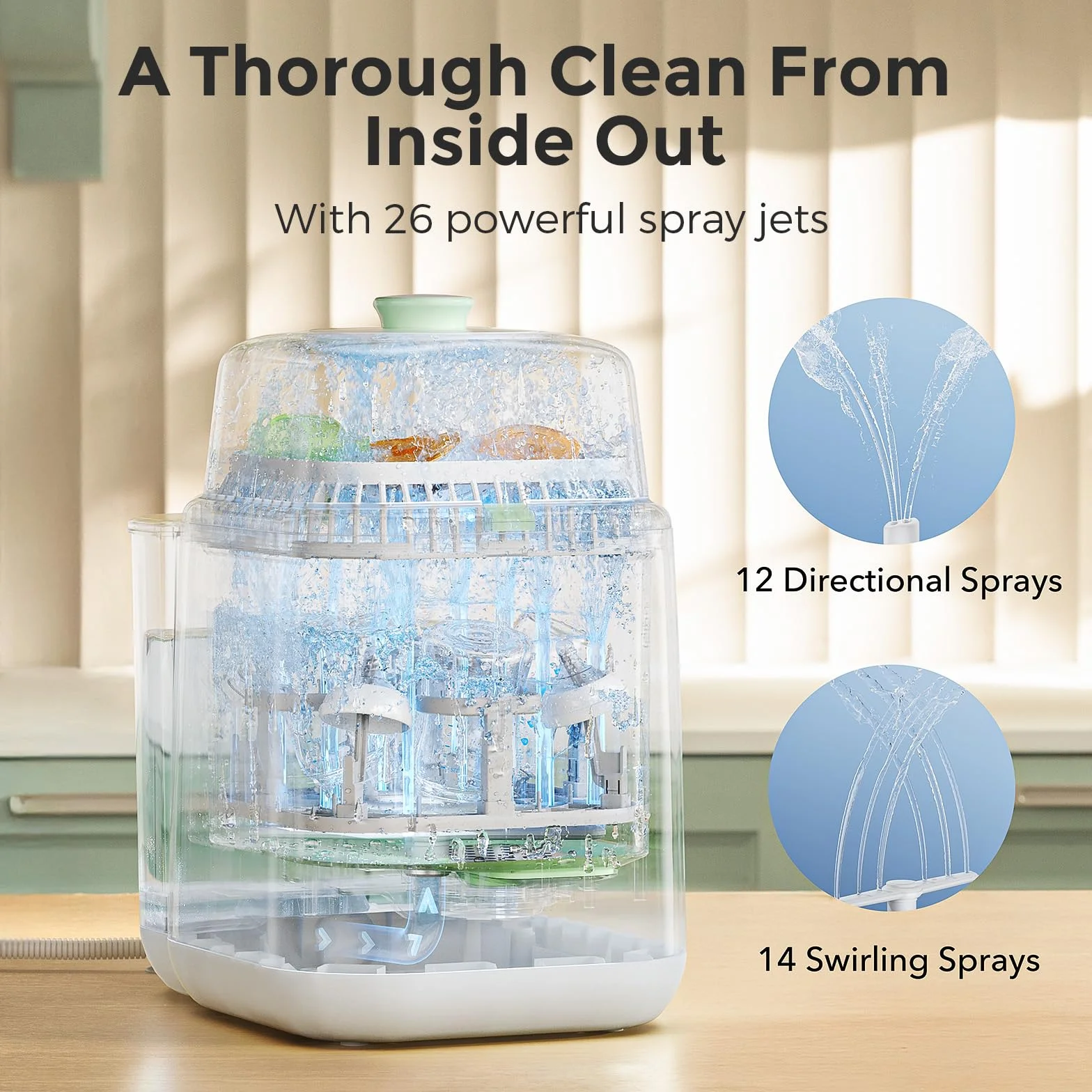 Momcozy Bottle Washer – najszybszy środek do mycia butelek z wysokim ciśnieniem 2,2 kPa, zabijający 99,9% zarazków, szybki cykl 19 minut, do wszystkich marek butelek