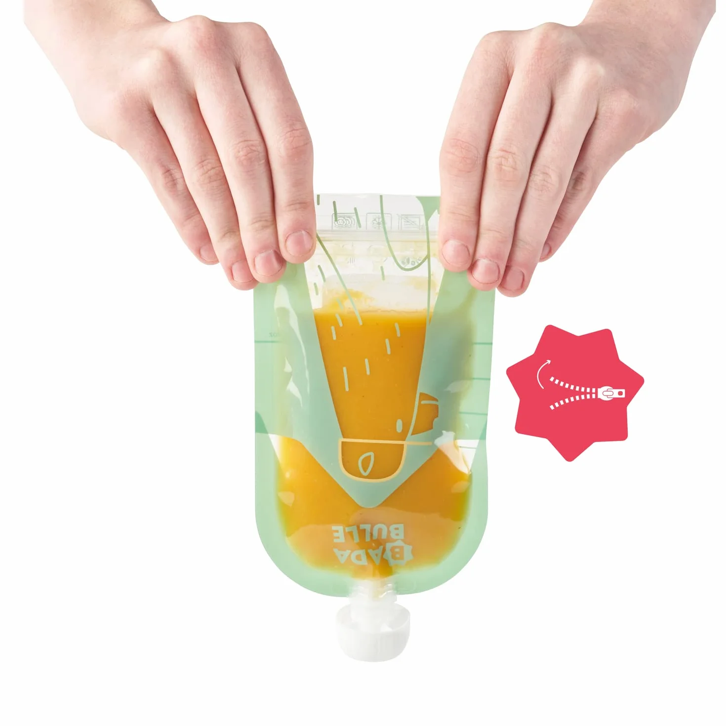 Badabulle Zestaw 15 butelek wielokrotnego użytku dla niemowląt i dzieci, 150 ml, na duszone lub puree, w 100% hermetyczne, wolne od BPA, powierzchnia wielokrotnego zapisywania dla odnotowania przepisu