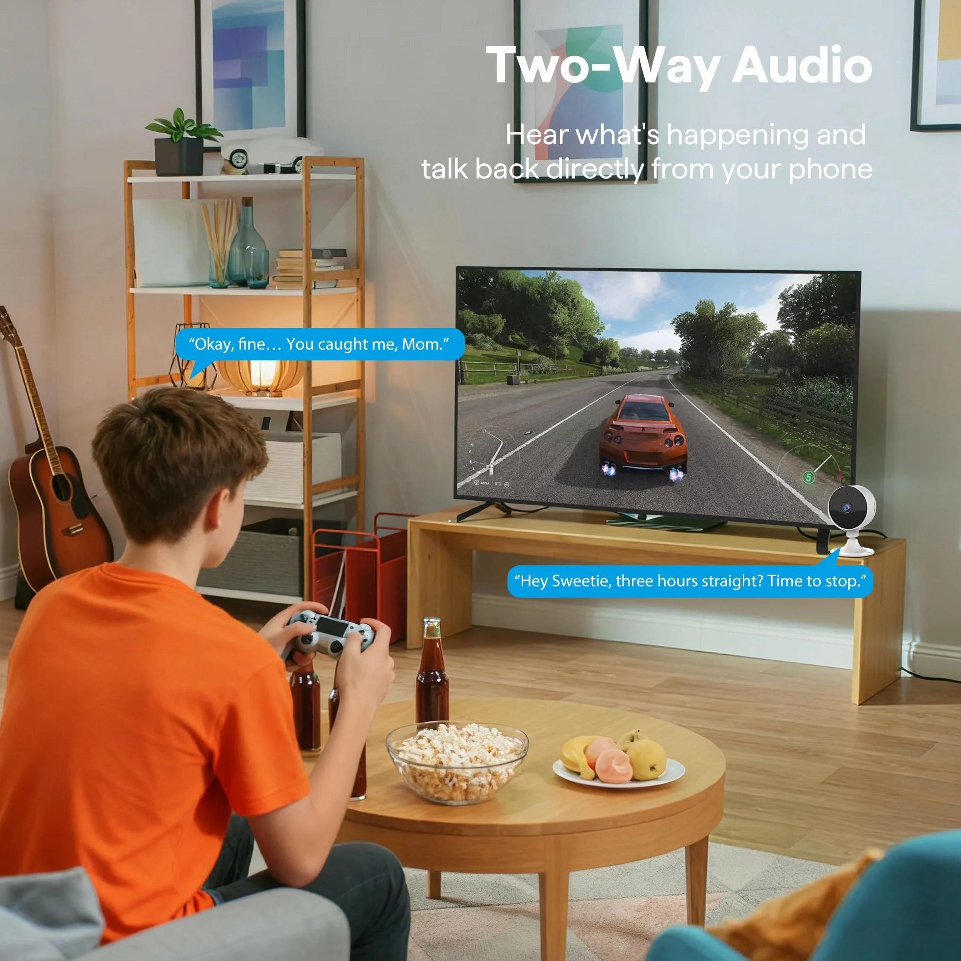 Kamera Wewnętrzna 2K 3MP, WiFi Niania i Kamera dla Zwierząt z Wykrywaniem Ruchu, Dwukierunkowy Dźwięk, Nocne Widzenie, Kompatybilna z Alexa i Google Assistant, SD/Cloud, Tylko WiFi 2,4GHz