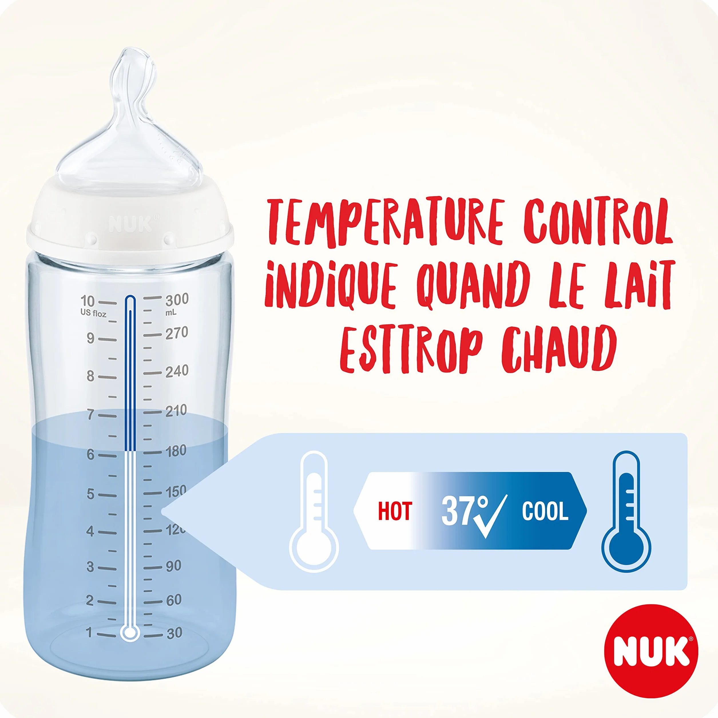 NUK First Choice+ butelka dla niemowląt, 0-6 miesięcy, kontrola temperatury, silikonowy smoczek, zawór antykolkowy, bez BPA, 150 ml