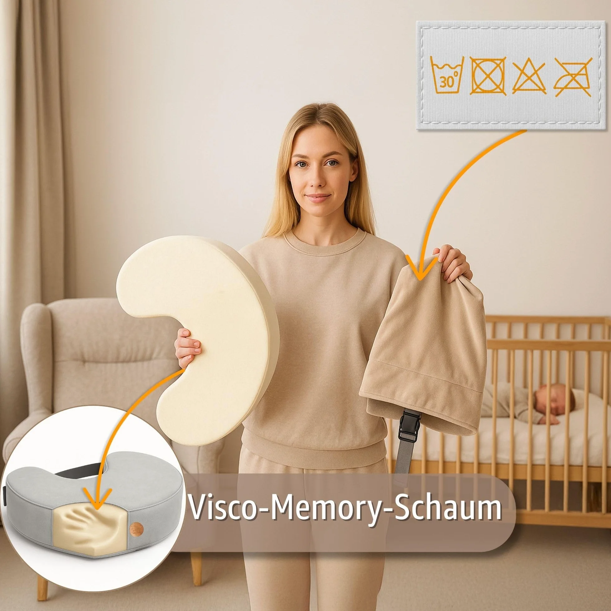 Rogal do karmienia z naszywką Totsy Baby z pianki memory V-3015 SZARY Velvet