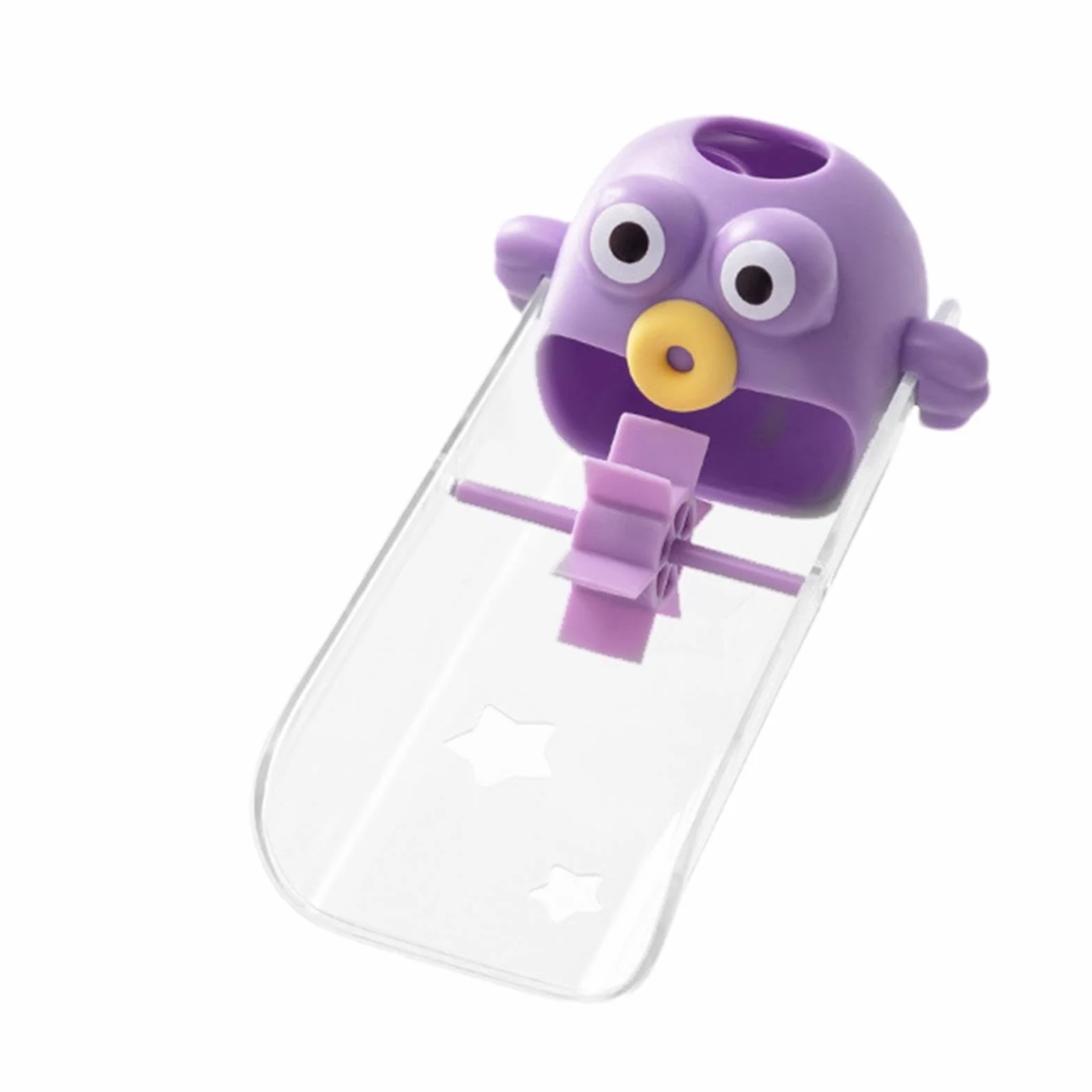 Cartoon Faucet Extension, Toddler Bath Tub Extender, 3.07x2.44x5.7 Inches Purple Orange Secure Compact Portable Tap Adapter, Decorative Sturdy Design Bathroom and Kitchen Use