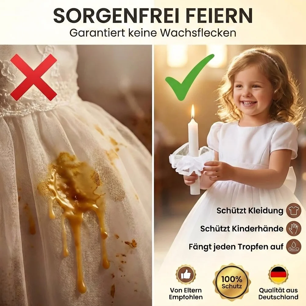 Świeca komunijna, ochrona przed kapaniem, z obramowaniem, łapacz kropli, świeca komunijna, świeca do chrztu, ochrona przed kapaniem