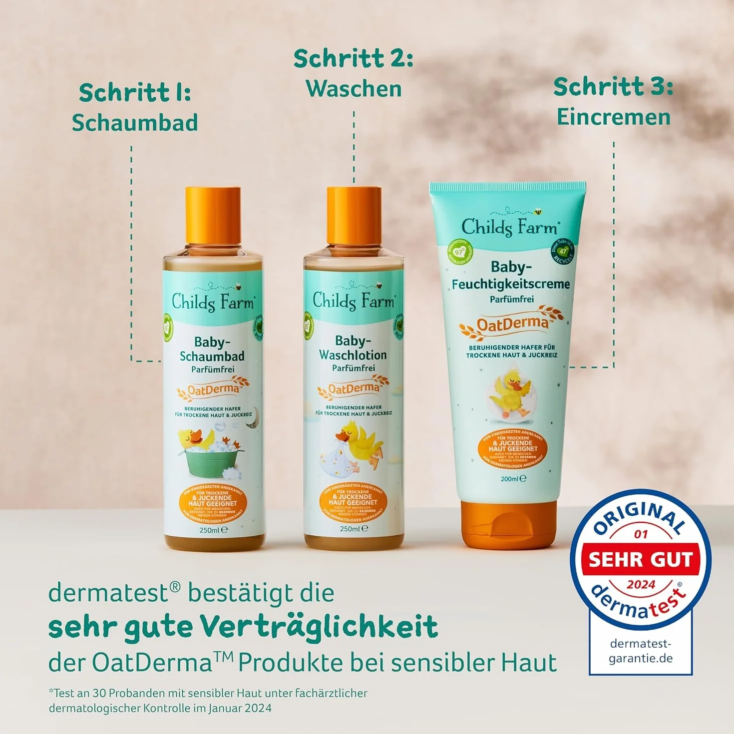Childs Farm OatDerma Baby balsam do mycia 250 ml, bez perfum |Delikatne czyszczenie, do wrażliwej lub skłonnej do egzemy skóry niemowląt i dzieci. Również dla noworodków.