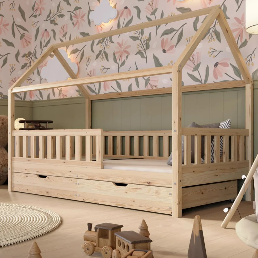 Crazy Blanco 160x80 naturalne drewno + szuflady