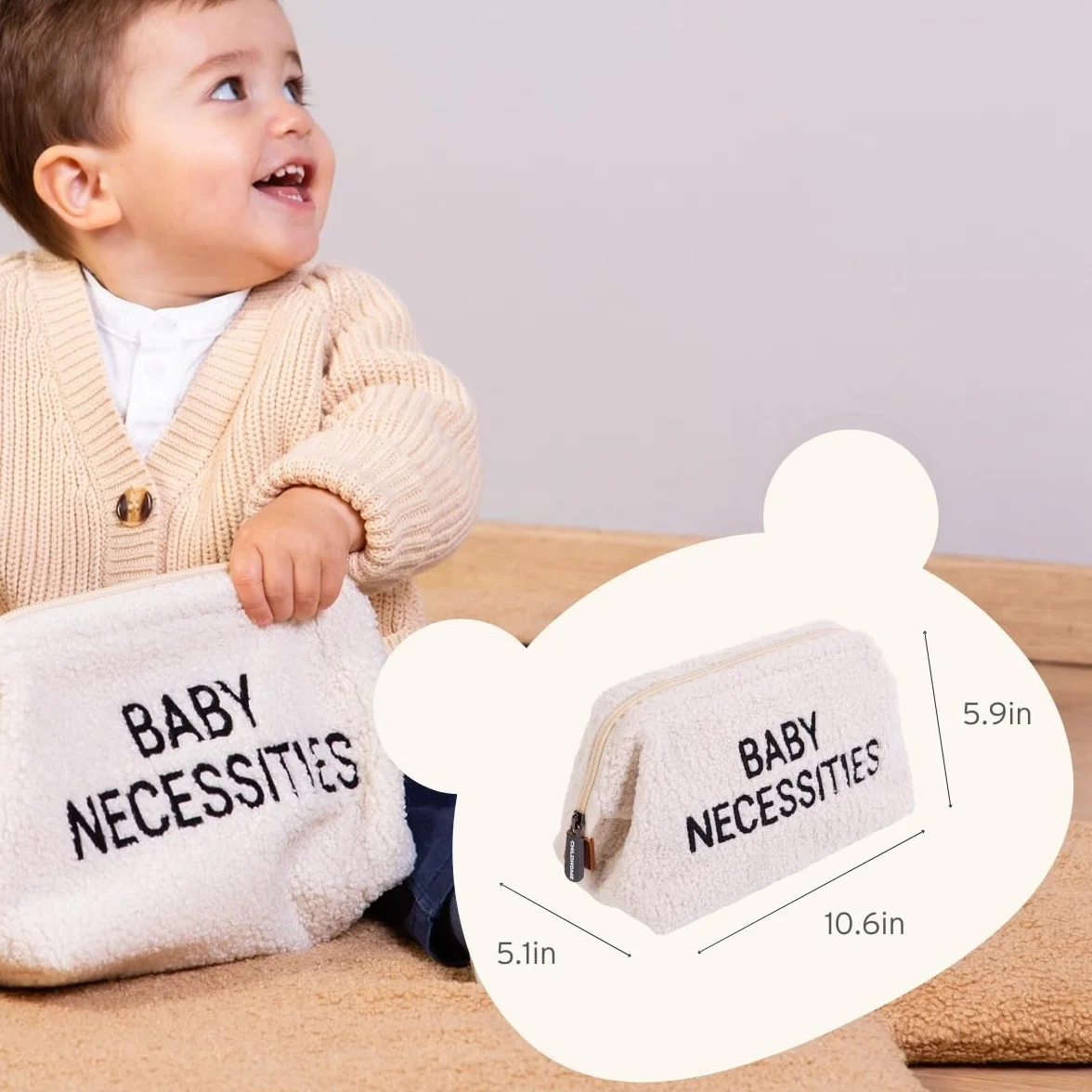 CHILDHOME, kosmetyczka dla niemowląt/dzieci, torba na toaletę, hydrofobowa, przestronna, zapinana na suwak, Baby Necessities, czarna i złota