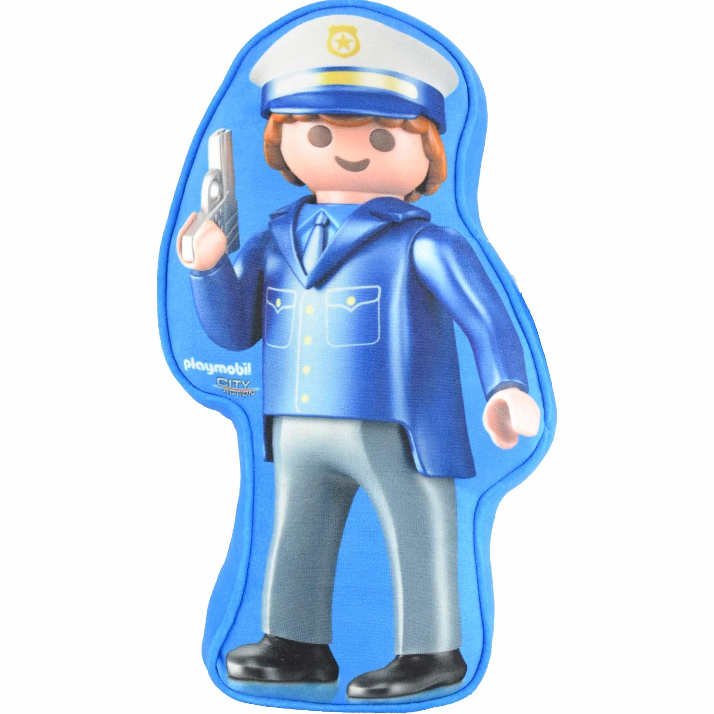 PLAYMOBIL United Labels City Action-Kinder Poduszka do pokoju dziecięcego policja, ok. 21,5 x 37 x 5 cm, kolorowa, 1 sztuka (1 opakowanie)