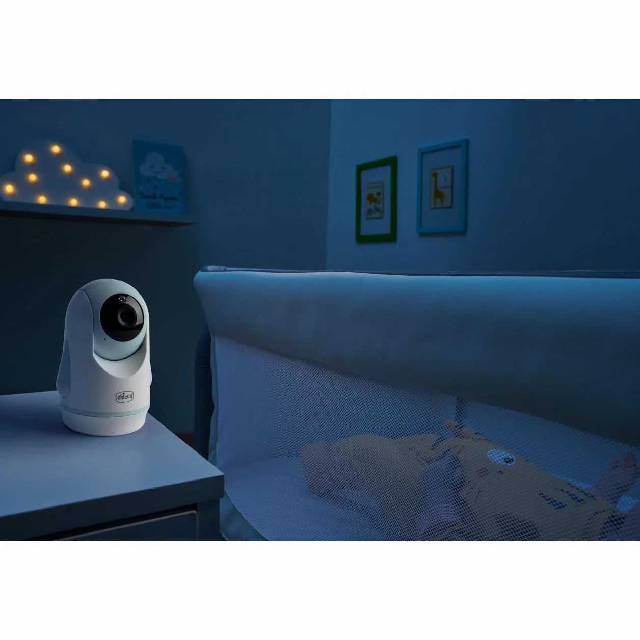 Wideo Babyphone Evolution, zmotoryzowana obrotowa kamera dla niemowląt i dzieci z kolorowym ekranem 5, zasięg 220 m, noktowizor, termometr, białe melodie dźwięku, mikrofon i głośnik