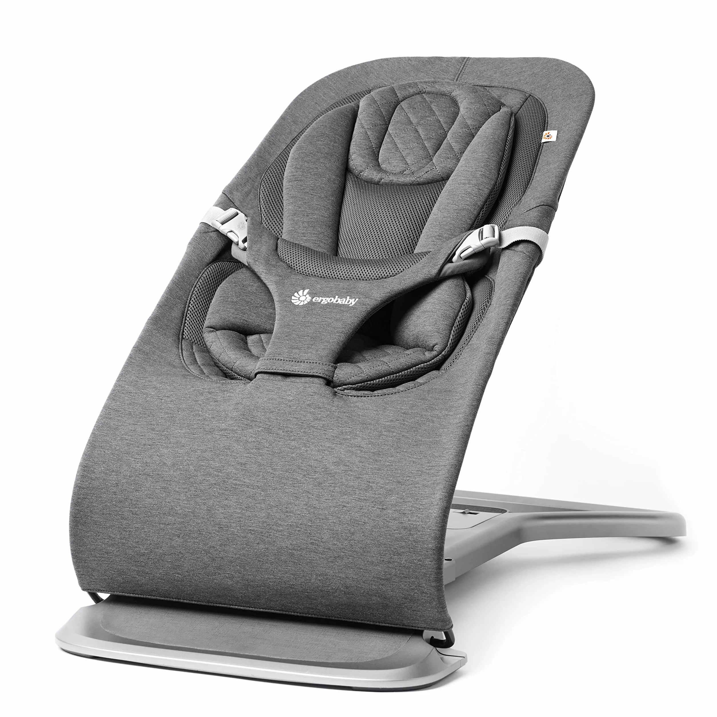 Ergobaby Evolve 3 w 1 – wielopozycyjny bujaczek dla niemowląt i małych dzieci o wadze od 2,5 do 13,2 kg – z regulacją wysokości, pasami bezpieczeństwa i wkładką dla noworodków, Charcoal Grey