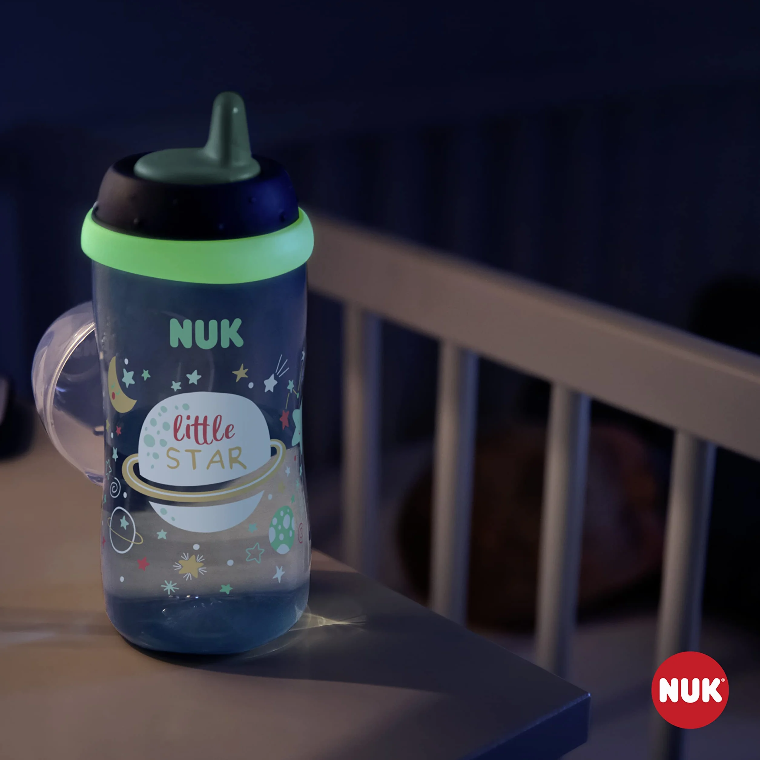 Nuk Mini Magic Cup Night Kubek Niekapek, Polipropylen, Turkusowy, 300 ml