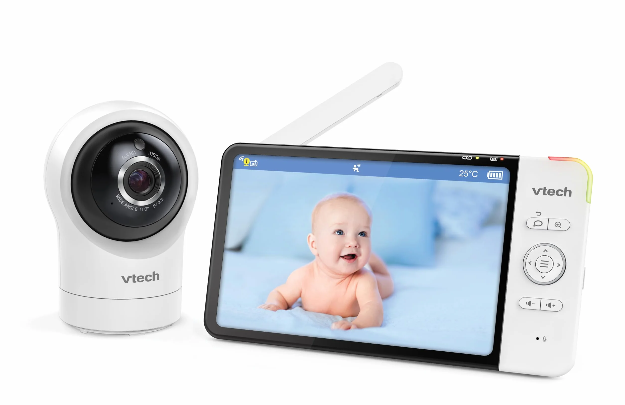 Vtech RM7764HD z kamerą 1080p WiFi Remote Access, wideo o przekątnej 7", 360° Pan i Tilt, z kamerą HD Night Vision 2-Way Talk czujnik temperatury, iOS i Android