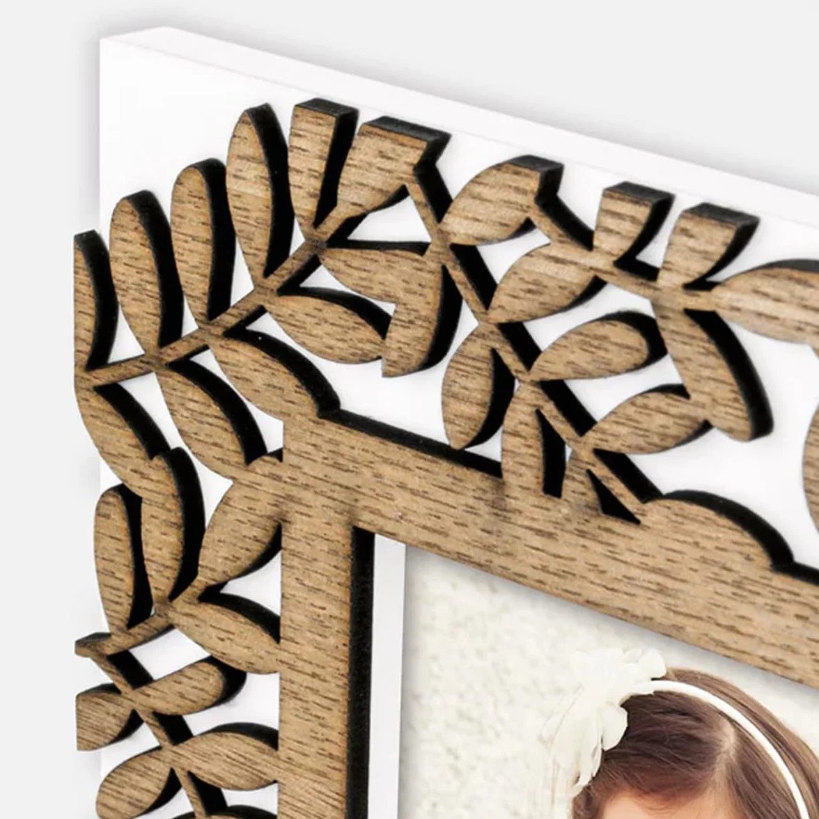 Generico Ramka na zdjęcia komunia dzieci na zdjęcia 10x15 - Elegancki design z drewna z detalami liści oliwnych i kielichem pierwszej komunii - idealny na święte wspomnienia i wystrój domu